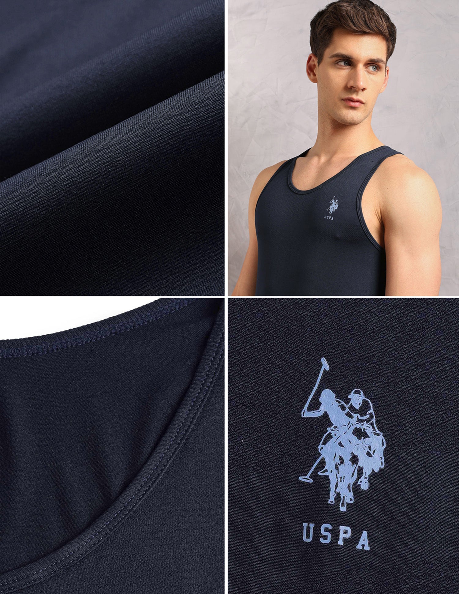 Moisture Absorbent Stretch Fit AV001 Vest - Pack Of 1 Navy - U.S. Polo Assn. India | Large