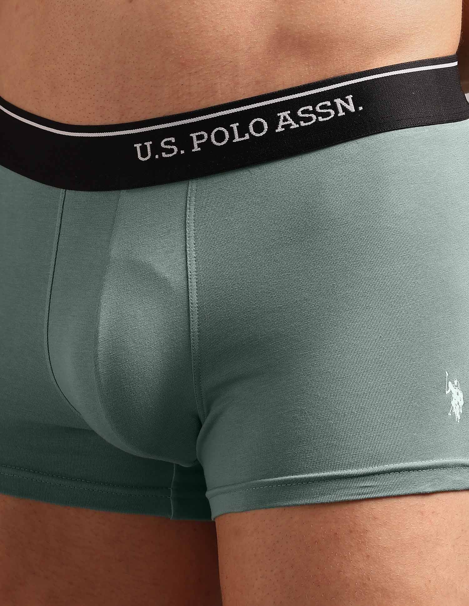 Cotton Stretch Breathable OET18 Trunks - Pack Of 2 Uspa Black and Chinon Green - U.S. POLO ASSN. | Large