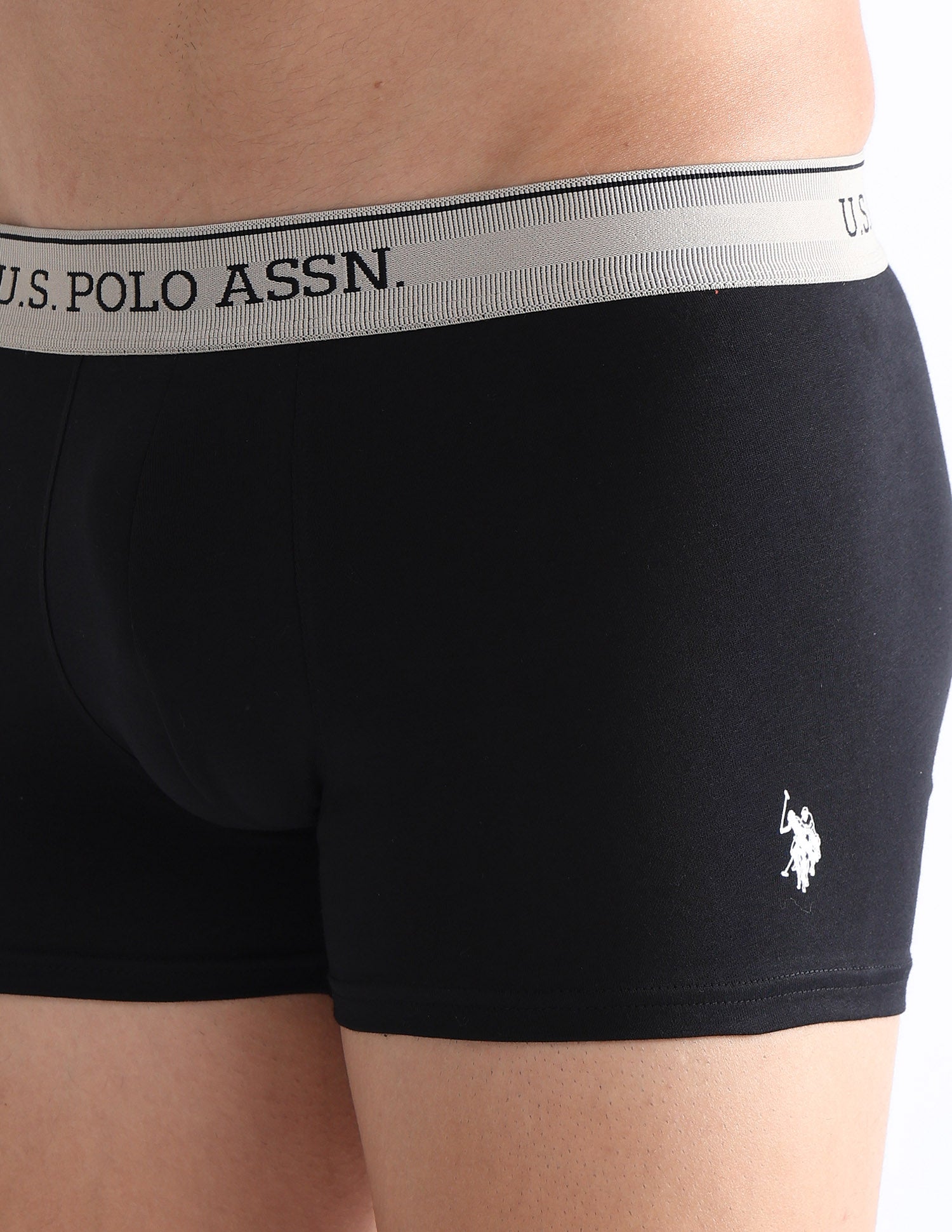 Mid Rise Solid OET15 Trunks - Pack Of 3 Black, Oatmeal and Navy - U.S. POLO ASSN. | Large