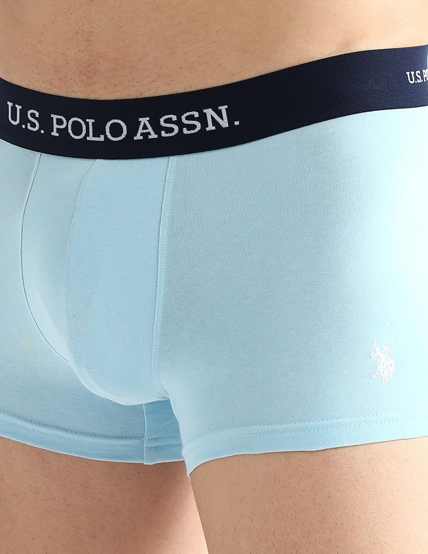 Elasticized Waist Solid OET13 Trunks - Pack Of 3 Green, Brown and Blue - U.S. POLO ASSN. | Large