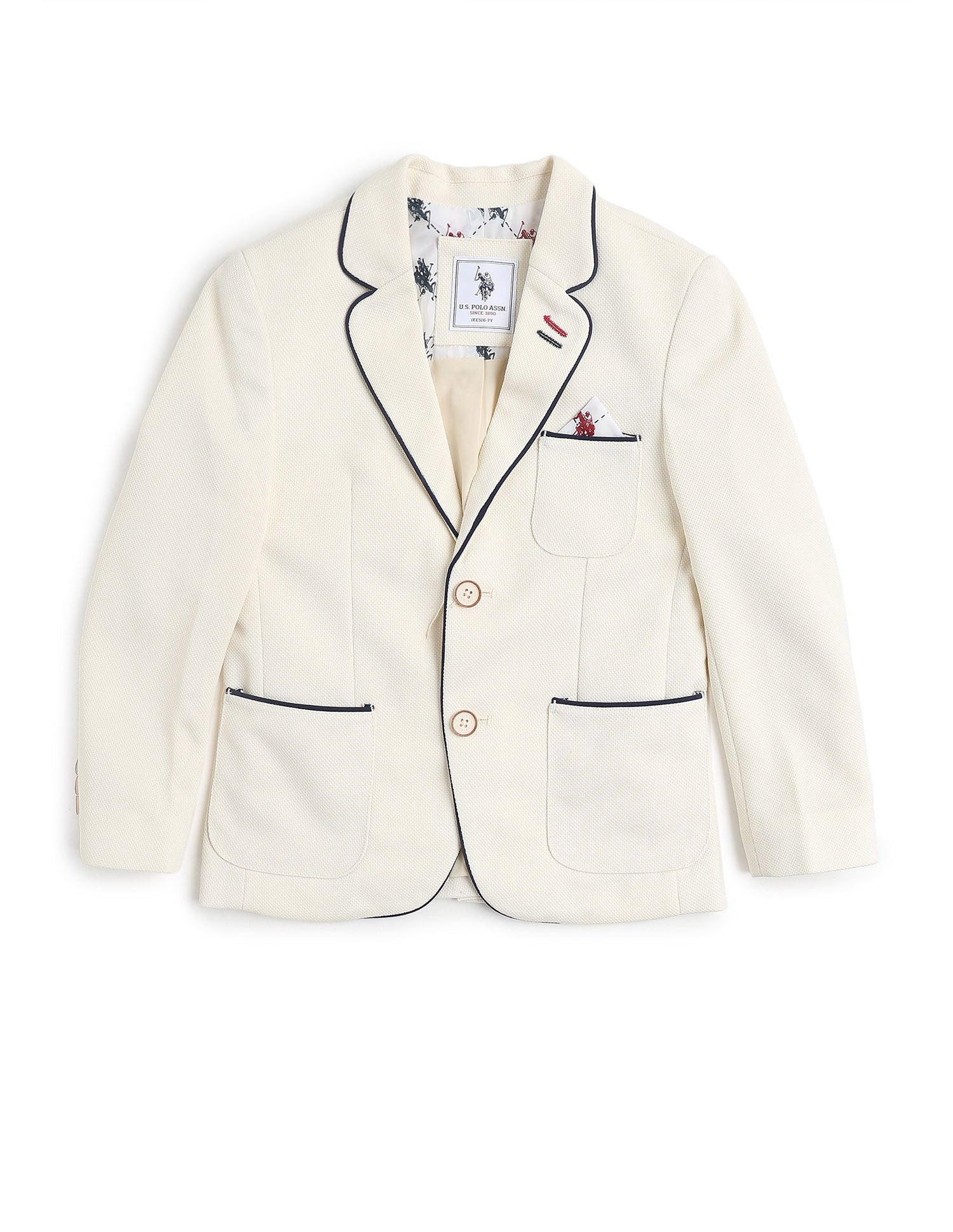 Boys Smart Casual Regular Fit Blazer Off White - U.S. POLO ASSN. | Large