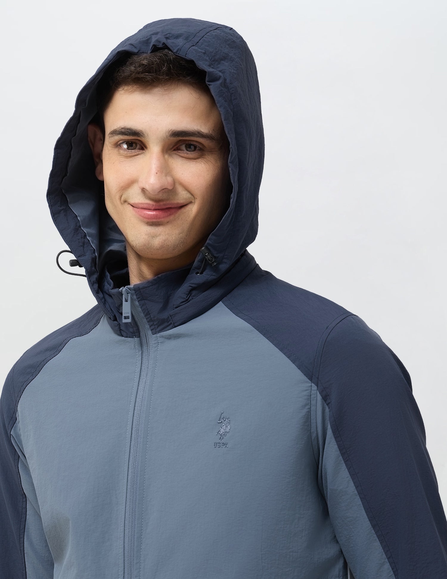Colour Blocked Detachable Hood Jacket Grey - U.S. POLO ASSN. | Large