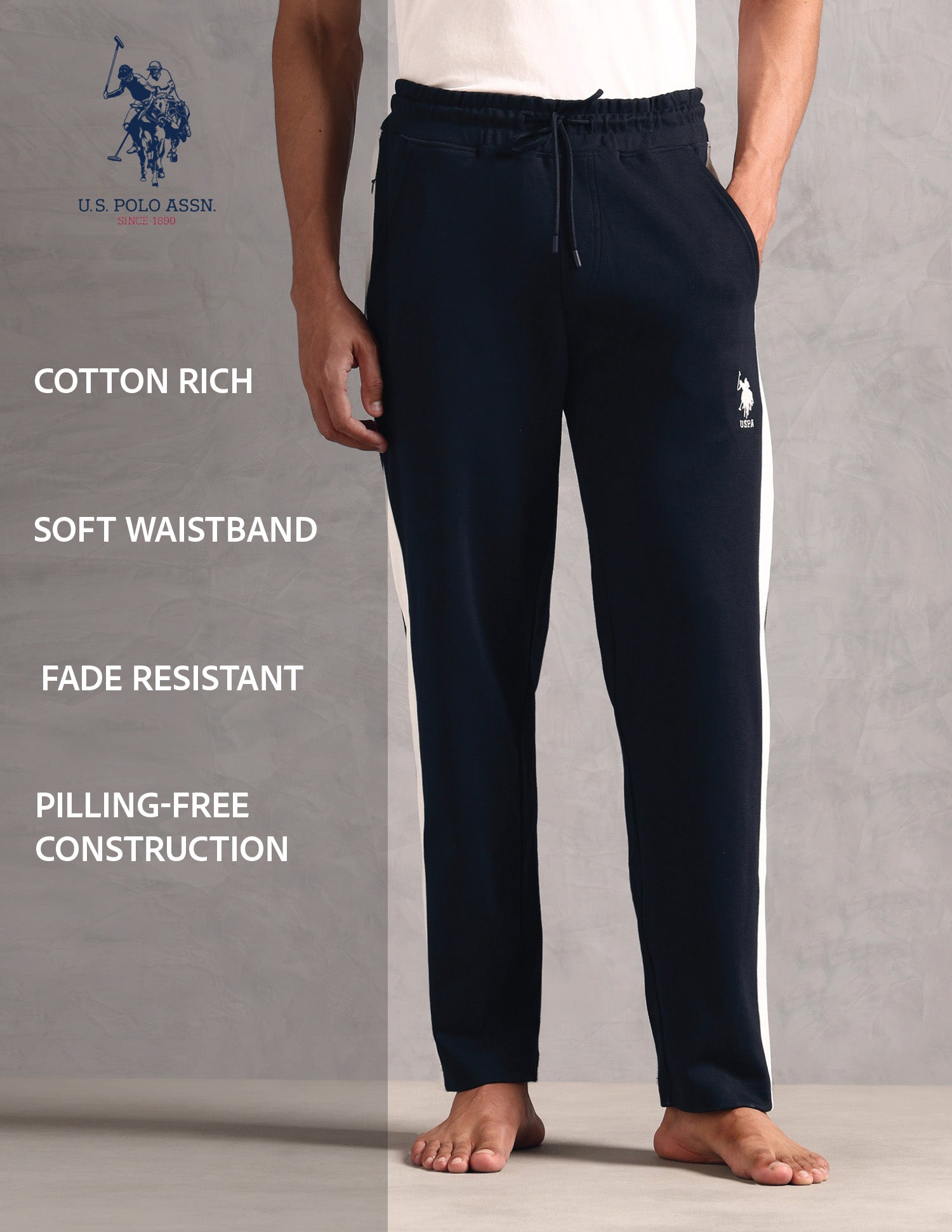 Regular Fit Solid OR004 Lounge Pants - Pack Of 1 Navy - U.S. POLO ASSN. | Large