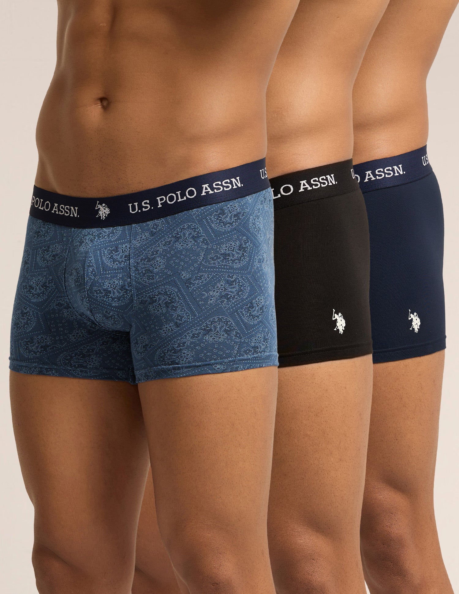 All Day Breathable OET26 Trunks - Pack of 3 Navy|Black|Navy - U.S. Polo Assn. India | Large