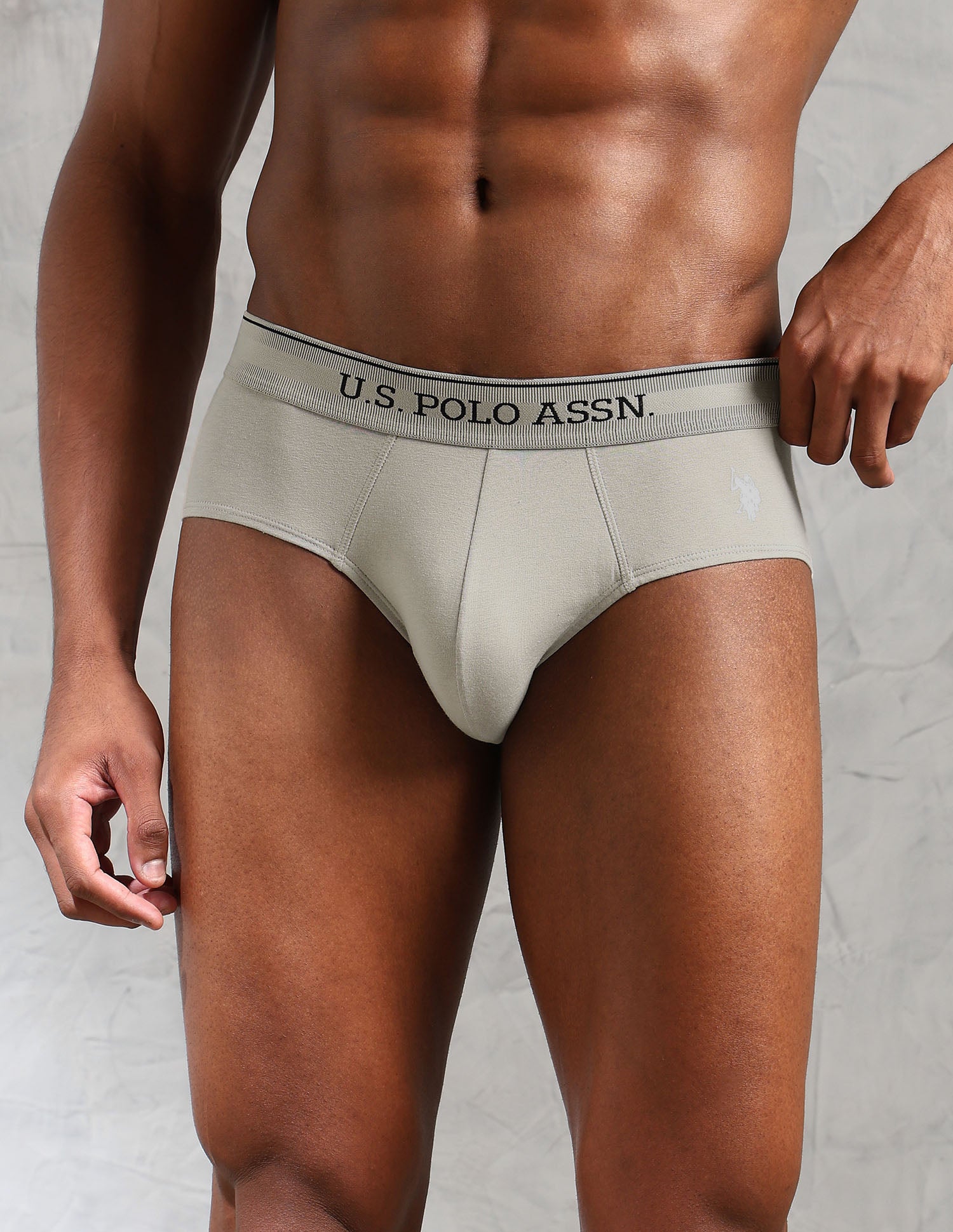 Solid Low Rise OEB15 Briefs - Pack Of 3 Oatmeal, Black and Antler - U.S. POLO ASSN. | Large