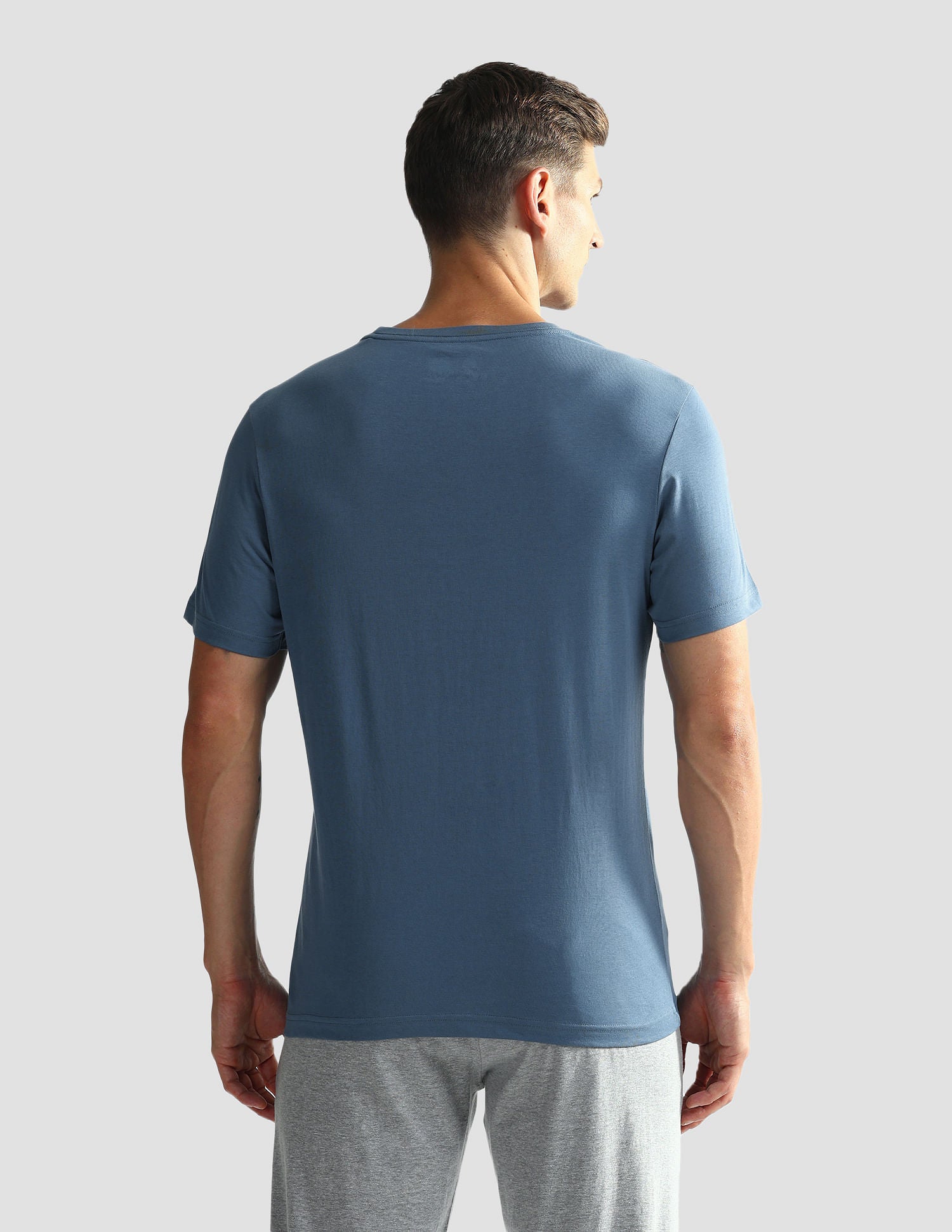 Brand Print Cotton OEE03 Lounge T-Shirt - Pack Of 2 Navy and Sky Blue - U.S. POLO ASSN. | Large