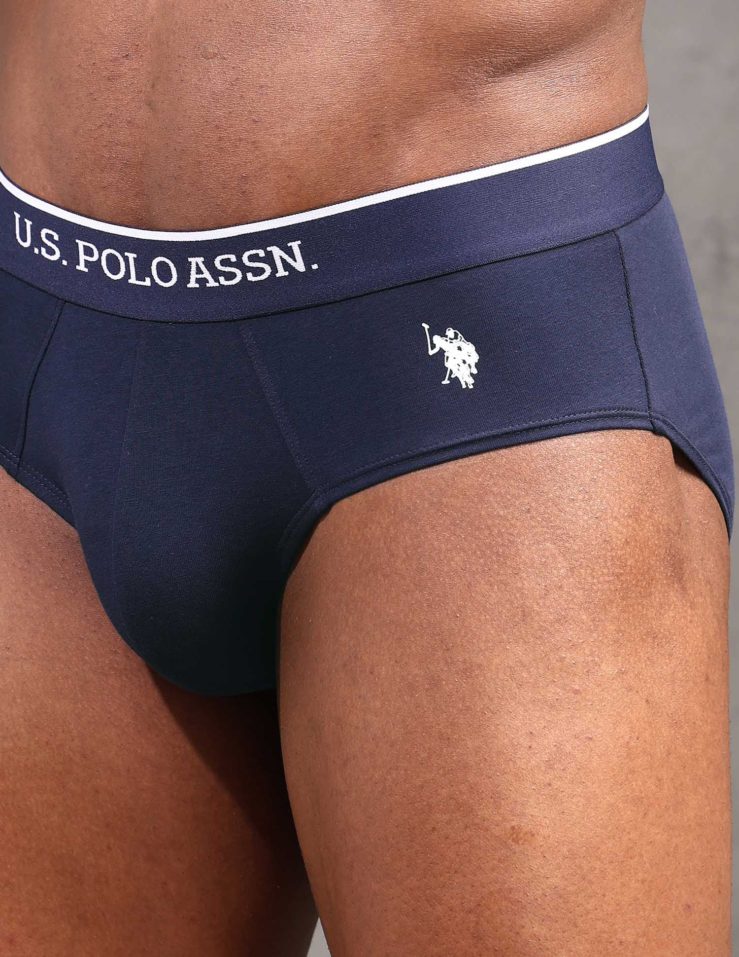 Elasticized Waist Solid EB004 Briefs - Pack Of 2 Olive and Navy - U.S. POLO ASSN. | Large