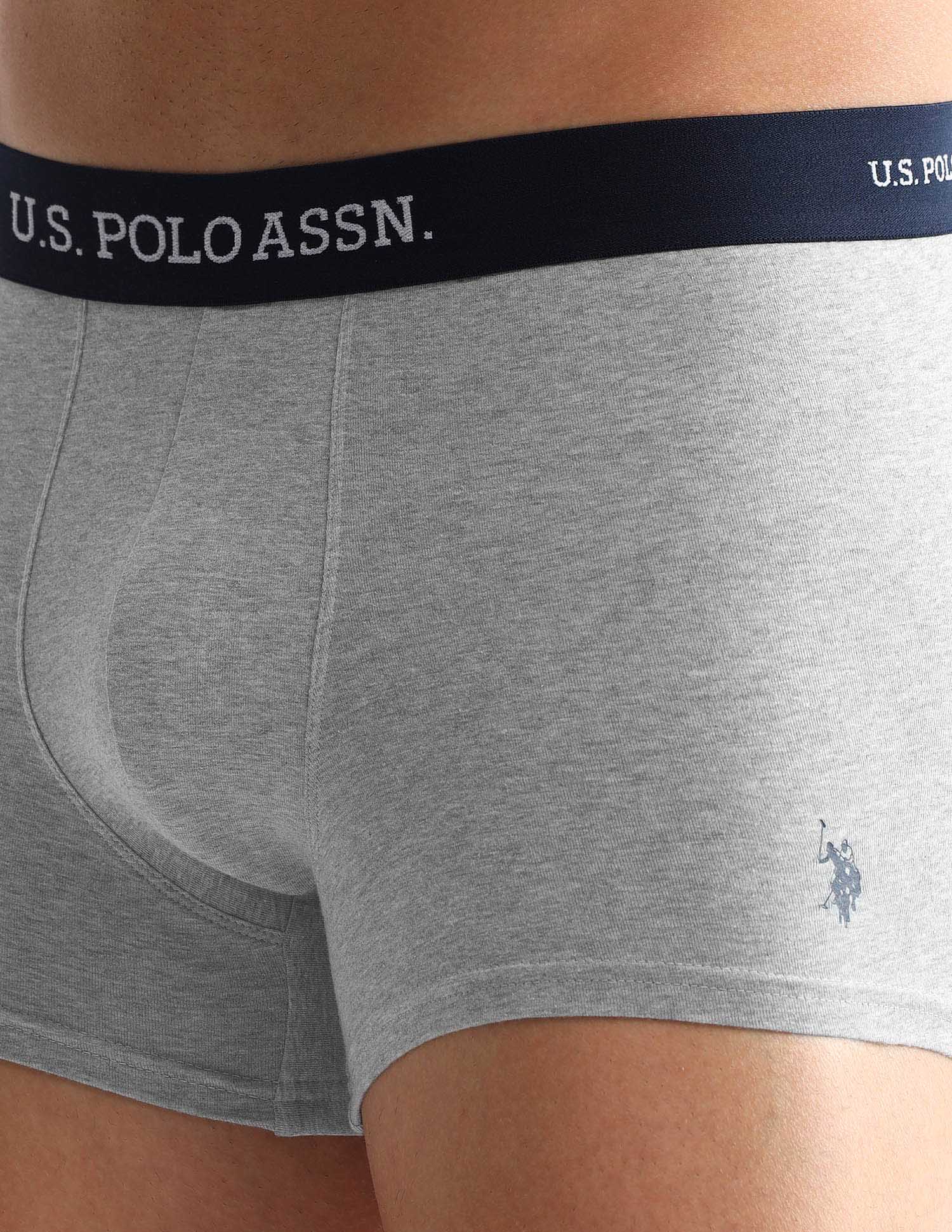 Anti Microbial Solid OET13 Trunks - Pack Of 3 Grey Melange, Rust and Burgandy - U.S. POLO ASSN. | Large