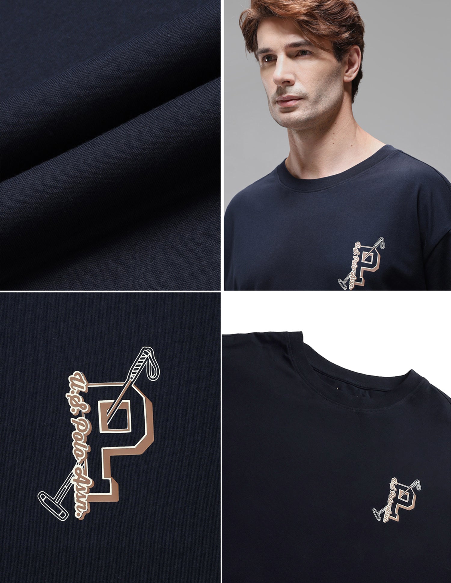 Regular Fit Shape Retention OEE16 Lounge T-Shirt Navy - U.S. Polo Assn. India | Large