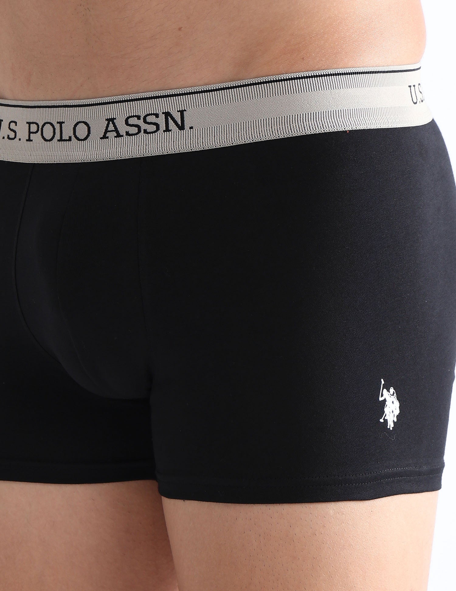 Mid Rise Solid OET15 Trunks - Pack Of 3 Oatmeal, Black and Antler - U.S. POLO ASSN. | Large