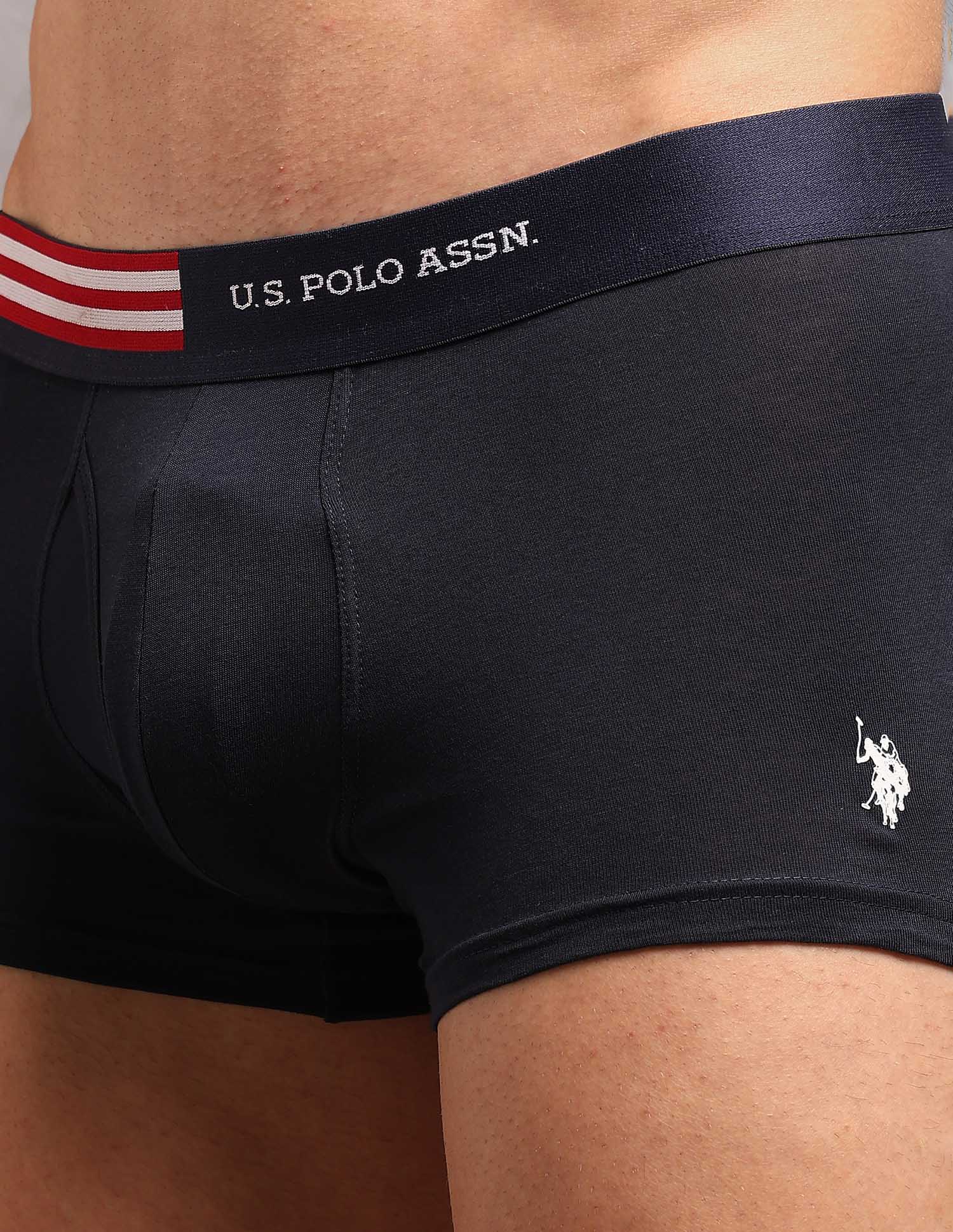 Striped Waistband OET19 Trunks - Pack Of 2 Uspa Navy and Chinon Green - U.S. Polo Assn. India | Large