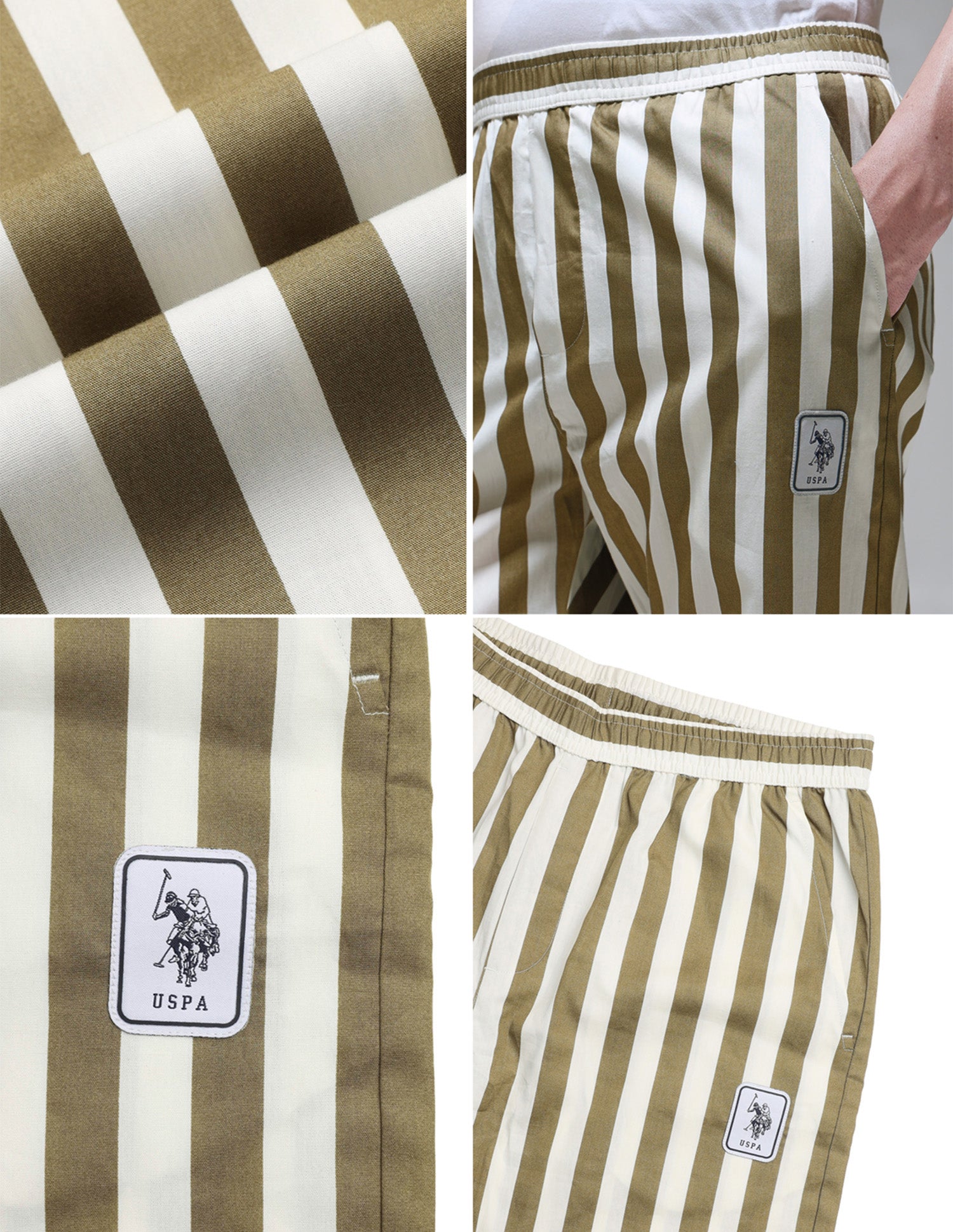 Vertical Striped Mid Rise OELP1 Lounge Pants Elmwood - U.S. Polo Assn. India | Large
