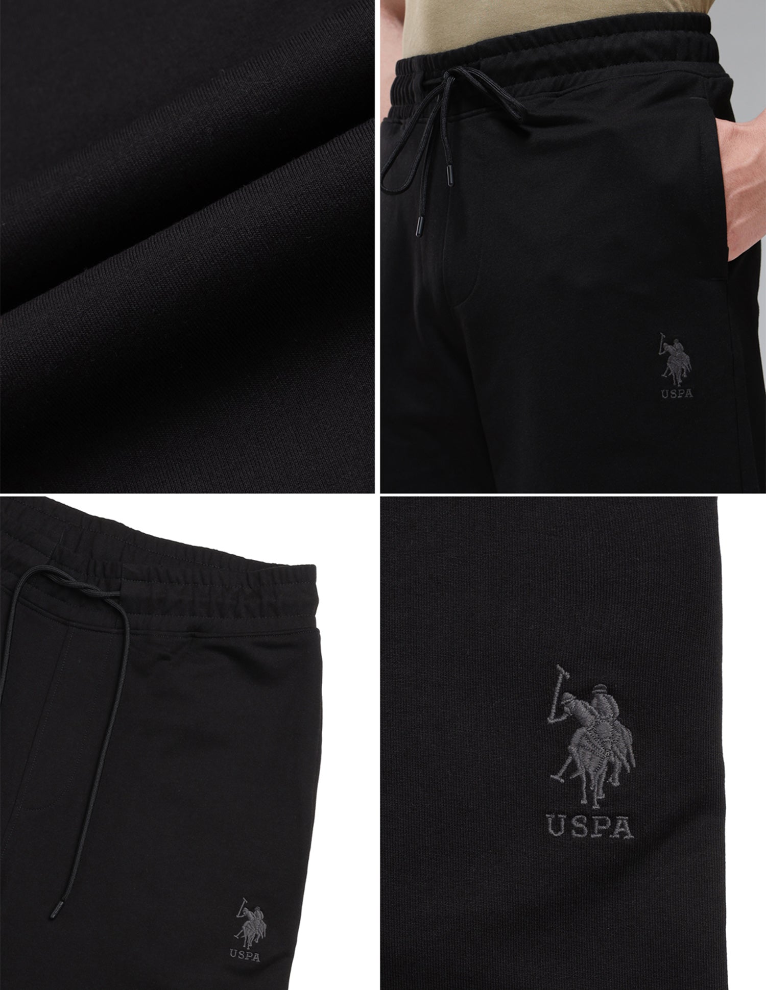 Baggy Fit Sturdy Fabric OR008 Lounge Track Pants Black - U.S. Polo Assn. India | Large