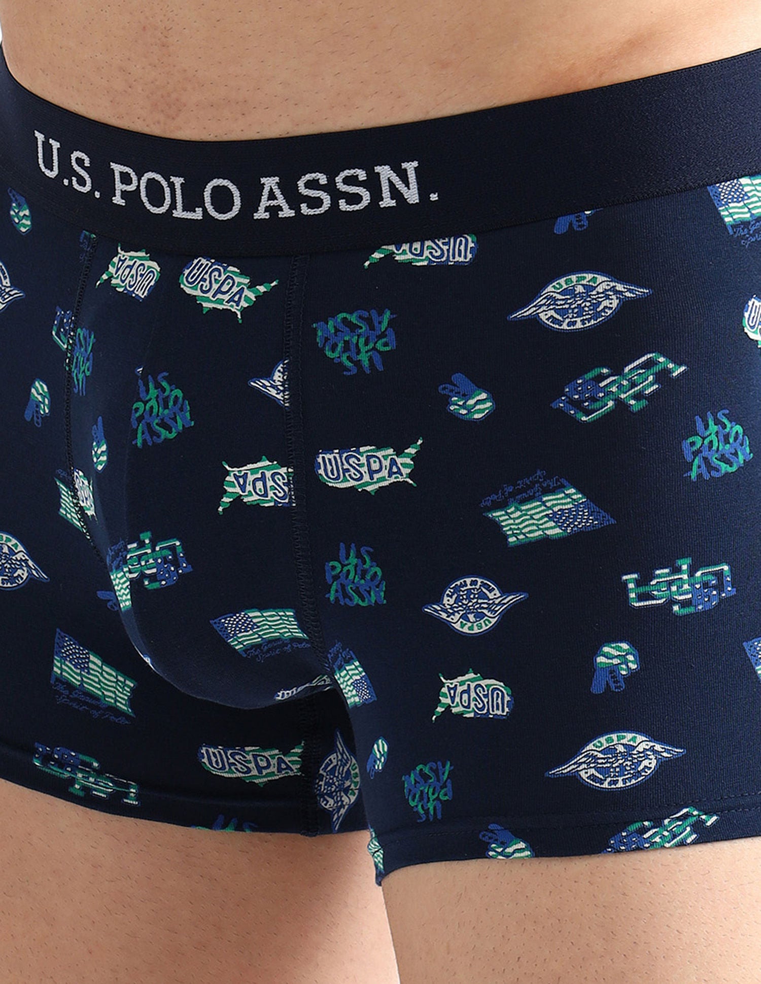 Elasticized Waist Solid OET14 Trunks - Pack Of 3 Navy, Light Blue and White - U.S. POLO ASSN. | Large