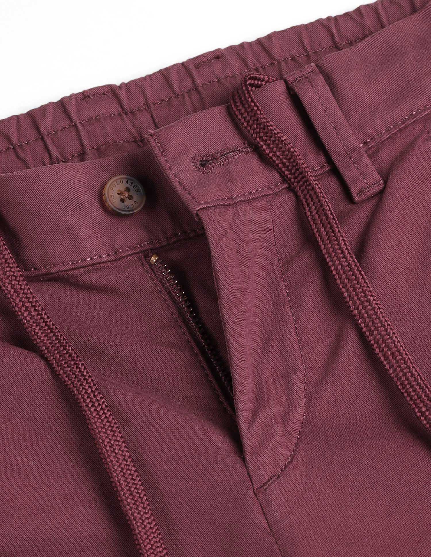 Boys Pure Cotton Twill Trousers Maroon - U.S. POLO ASSN. | Large