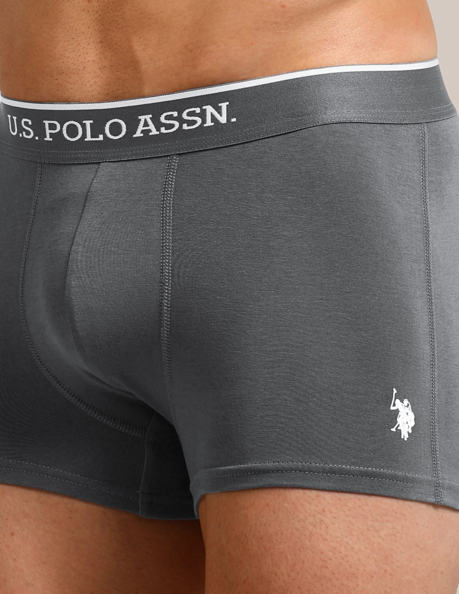 Solid Mid Rise ET004-P5 Trunks - Pack Of 5 Multi-colour - U.S. Polo Assn. India | Large