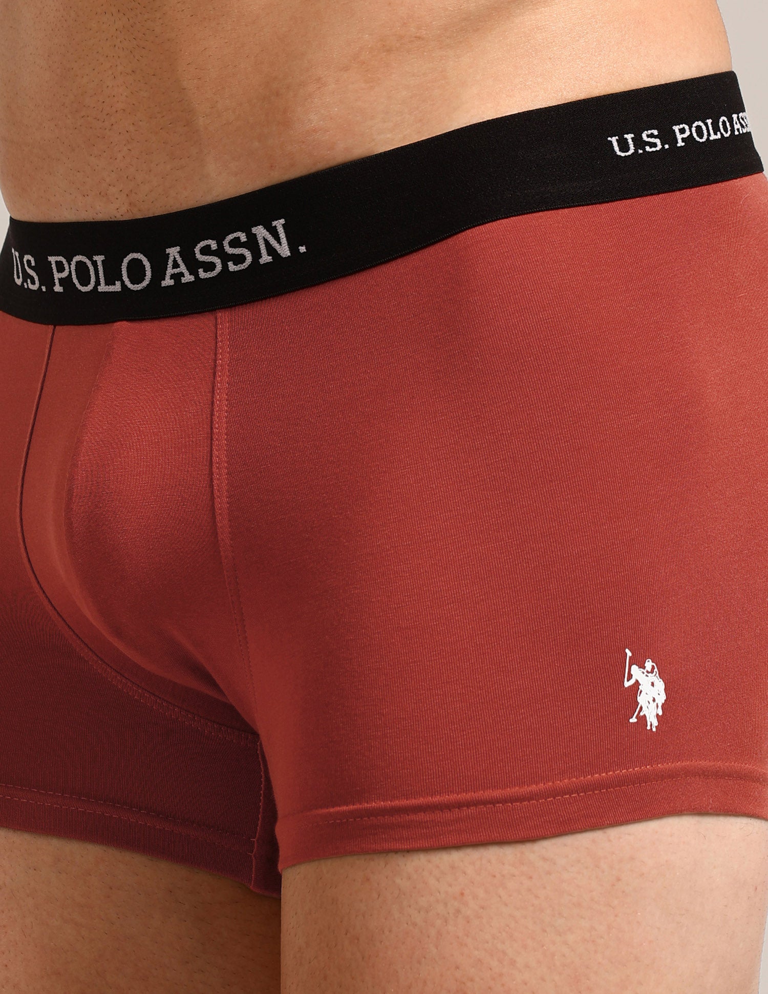 Anti Microbial Solid OET13 Trunks - Pack Of 5 Navy, Burgandy, Black, Rust & Blue - U.S. Polo Assn. India | Large