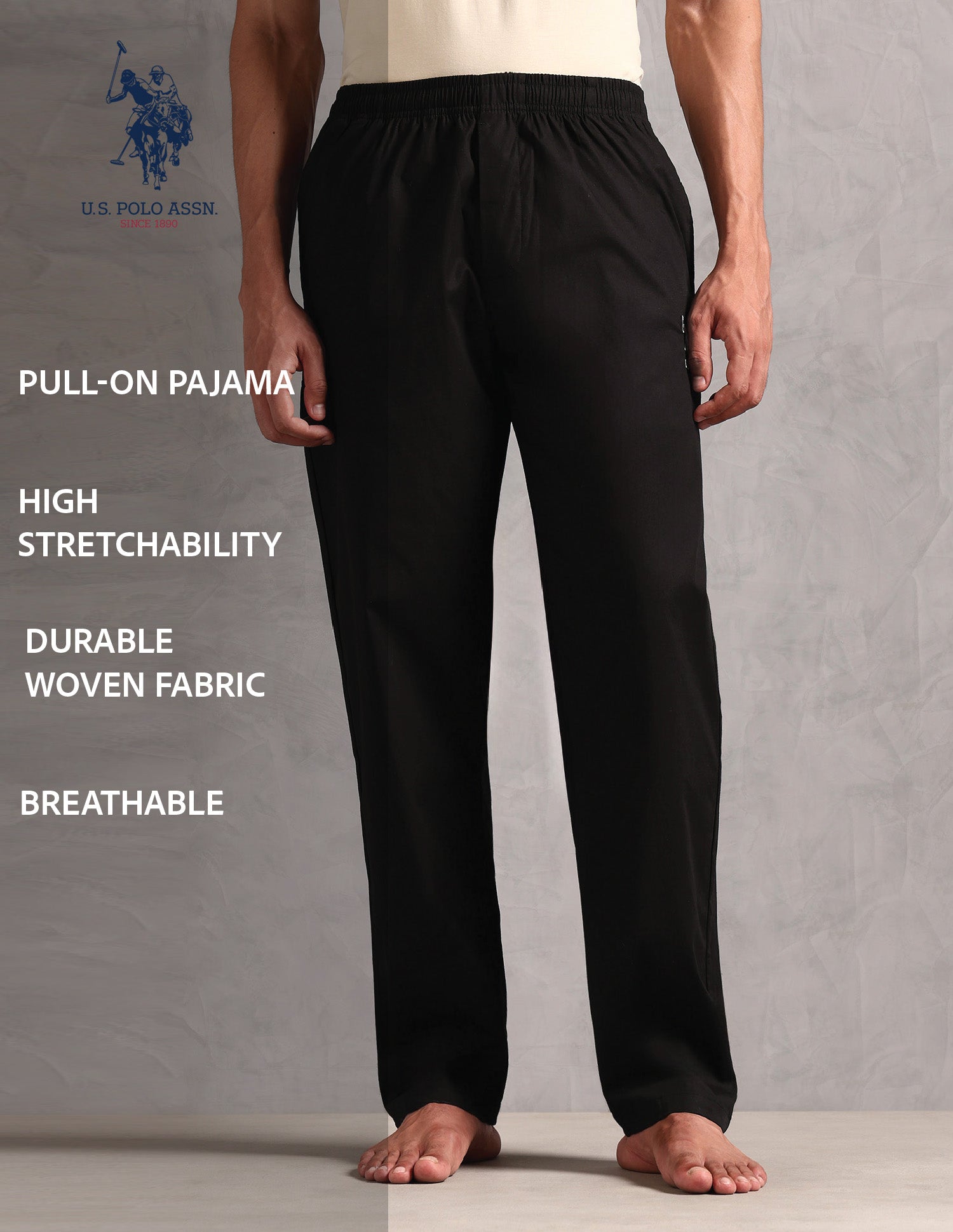 Relaxed Fit Solid LP003 Lounge Pants - Pack Of 1 Black - U.S. POLO ASSN. | Large