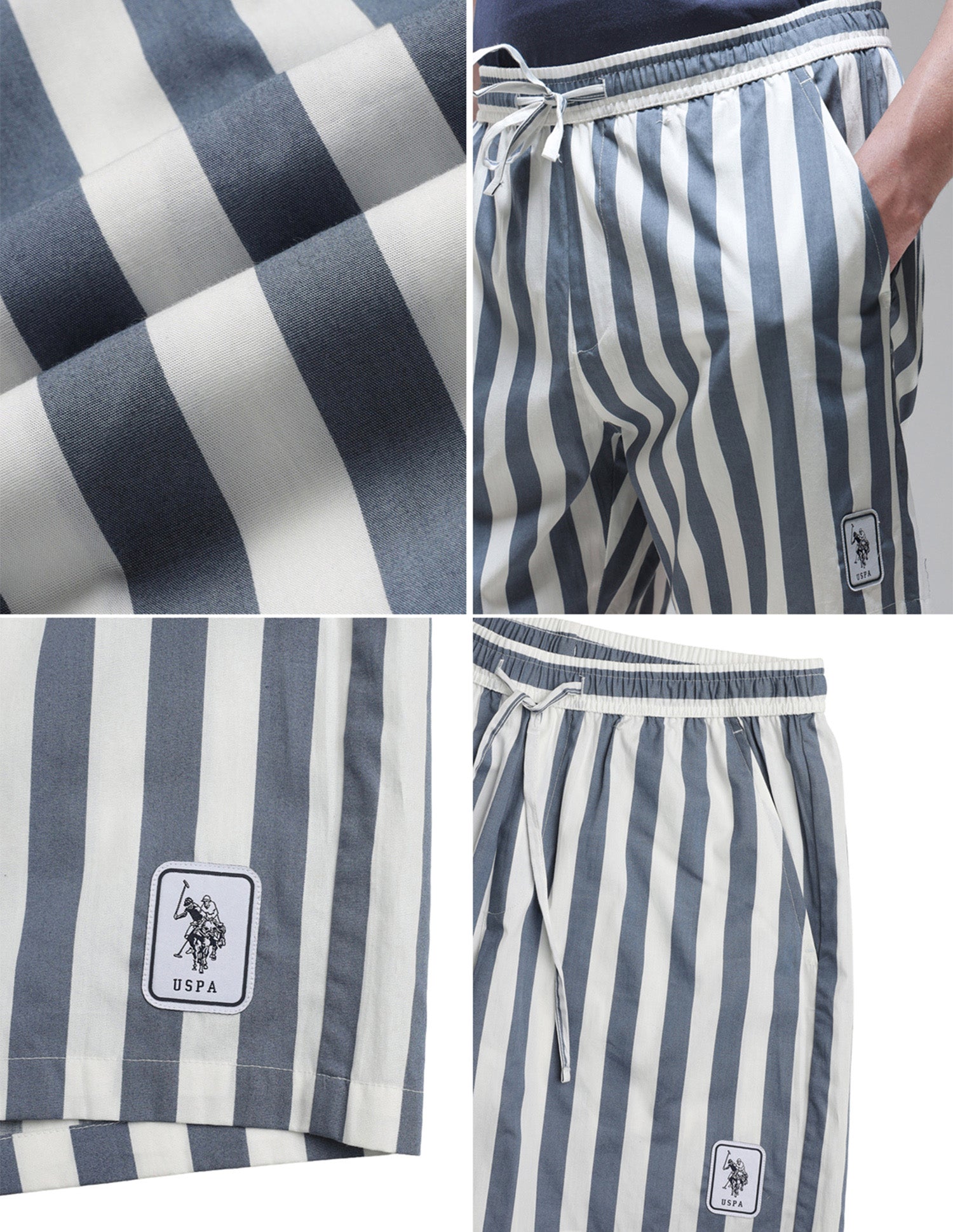 Vertical Striped Pure Cotton OEX15 Boxer Shorts Flint Stone - U.S. Polo Assn. India | Large