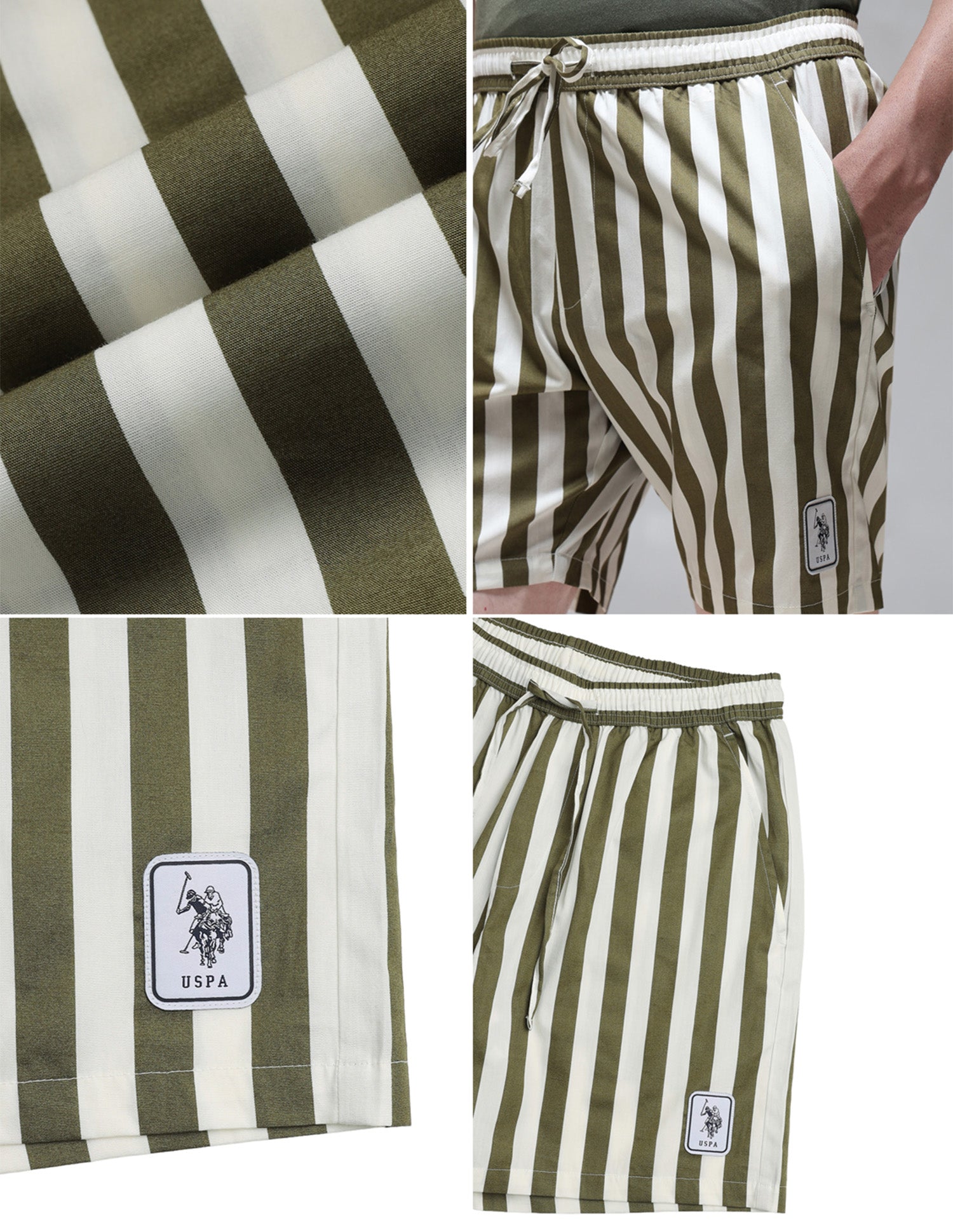 Vertical Striped Pure Cotton OEX15 Boxer Shorts Martin Olive - U.S. Polo Assn. India | Large