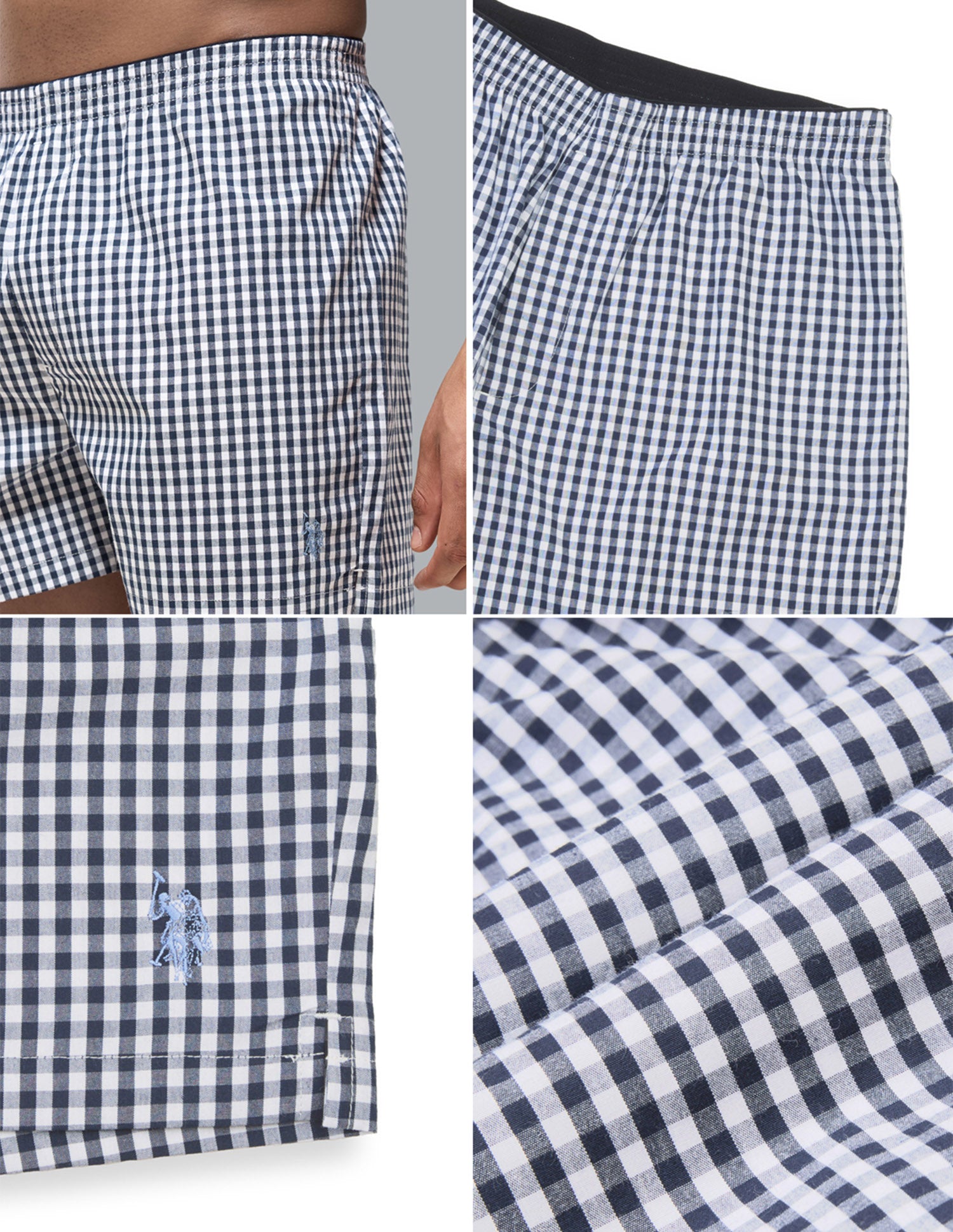 Gingham Checked OEX24 Boxer Shorts Navy - U.S. Polo Assn. India | Large