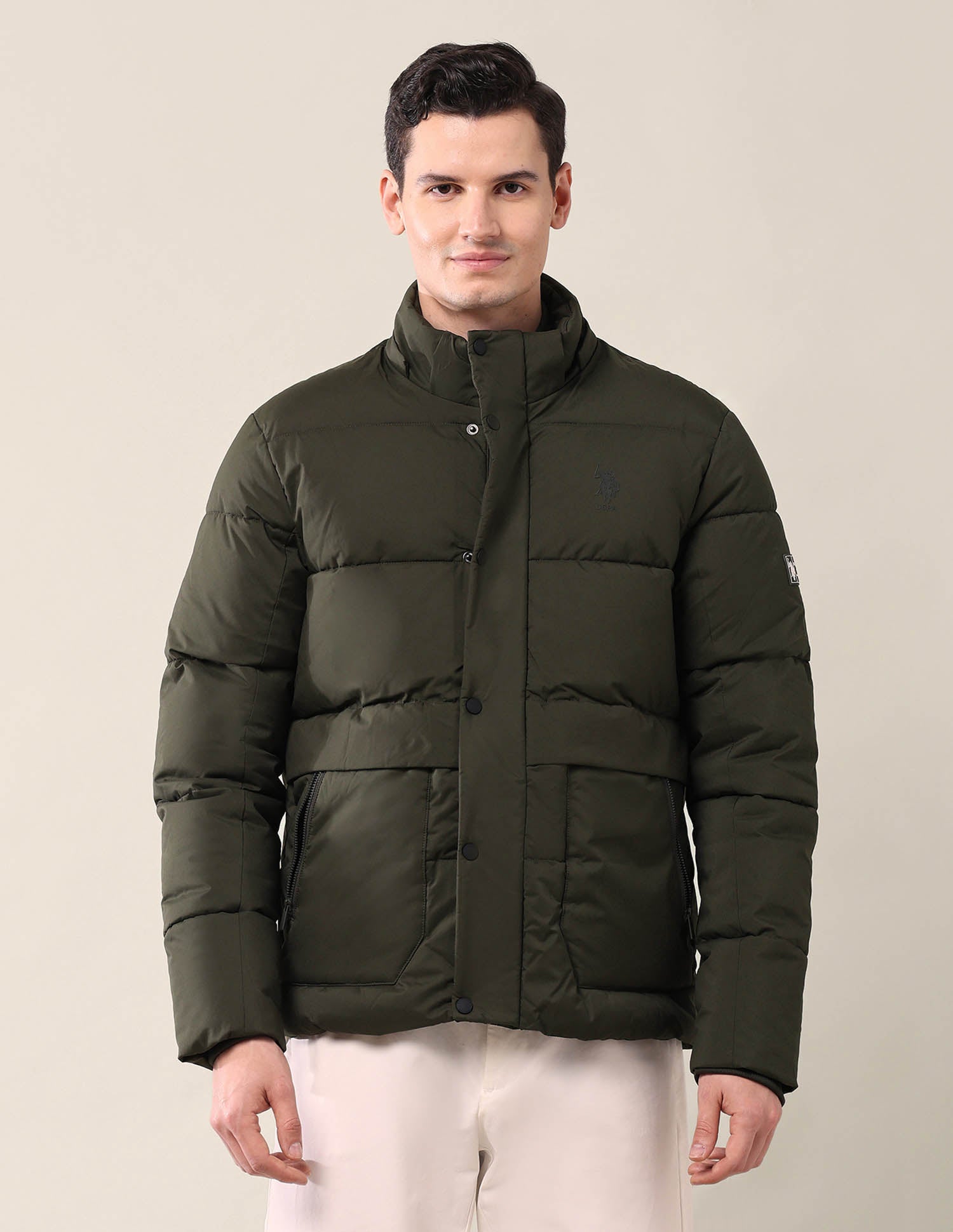 Hooded Regular Fit Puffer Jacket Dark Olive - U.S. POLO ASSN. | Large