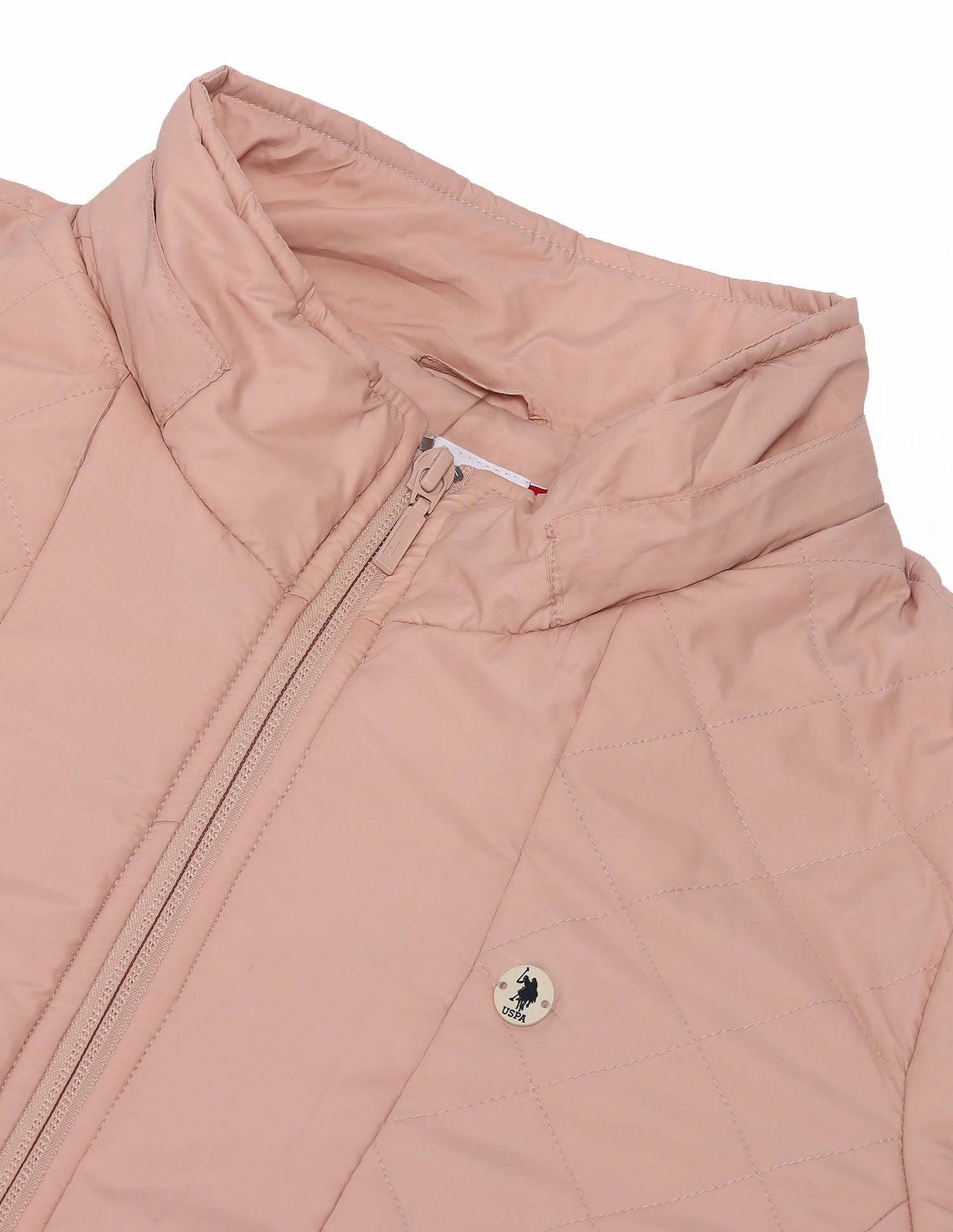 Solid Hooded Puffer Jacket Peach - U.S. POLO ASSN. | Large