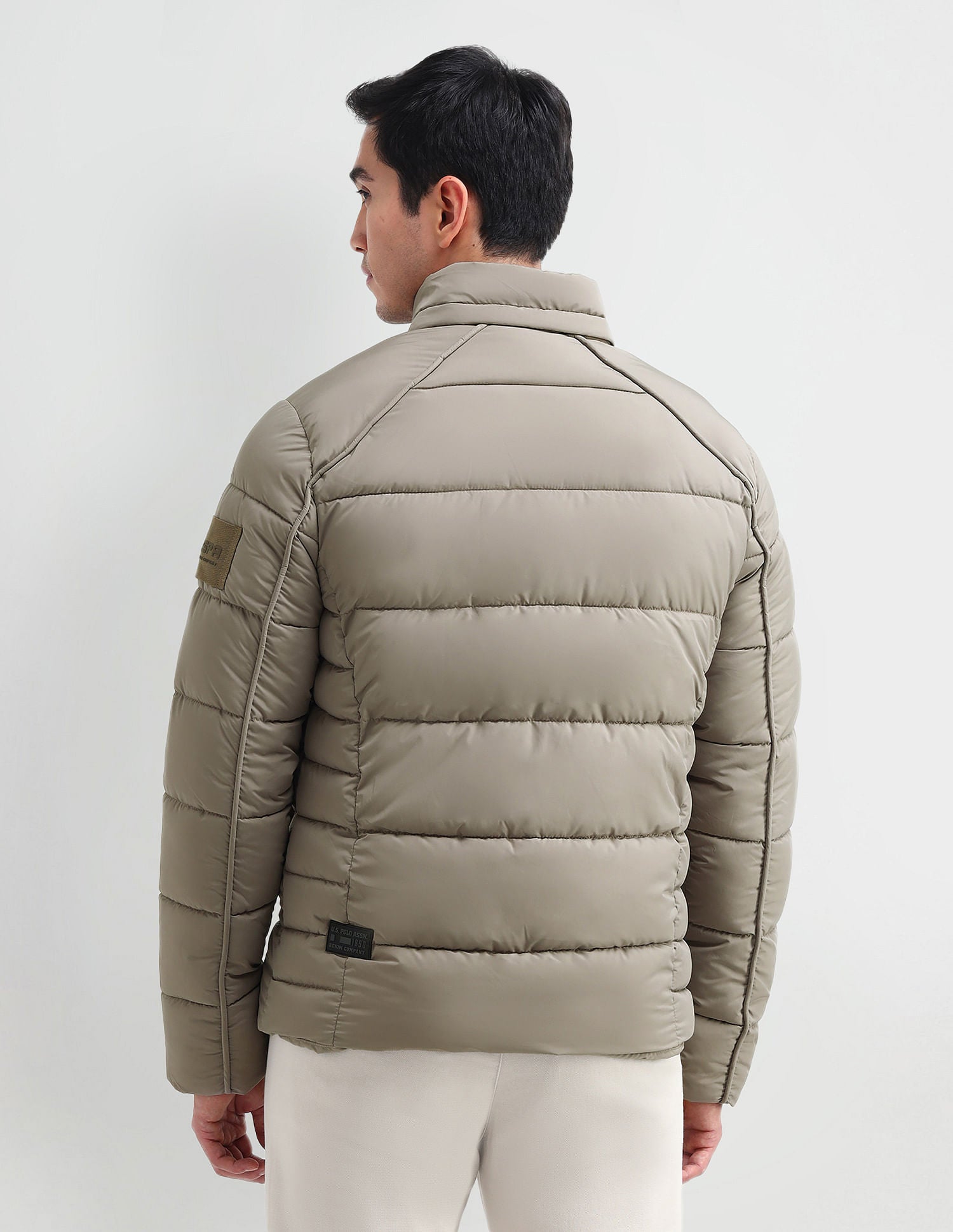 Regular Fit Solid Puffer Jackets Mousse - U.S. POLO ASSN. | Large