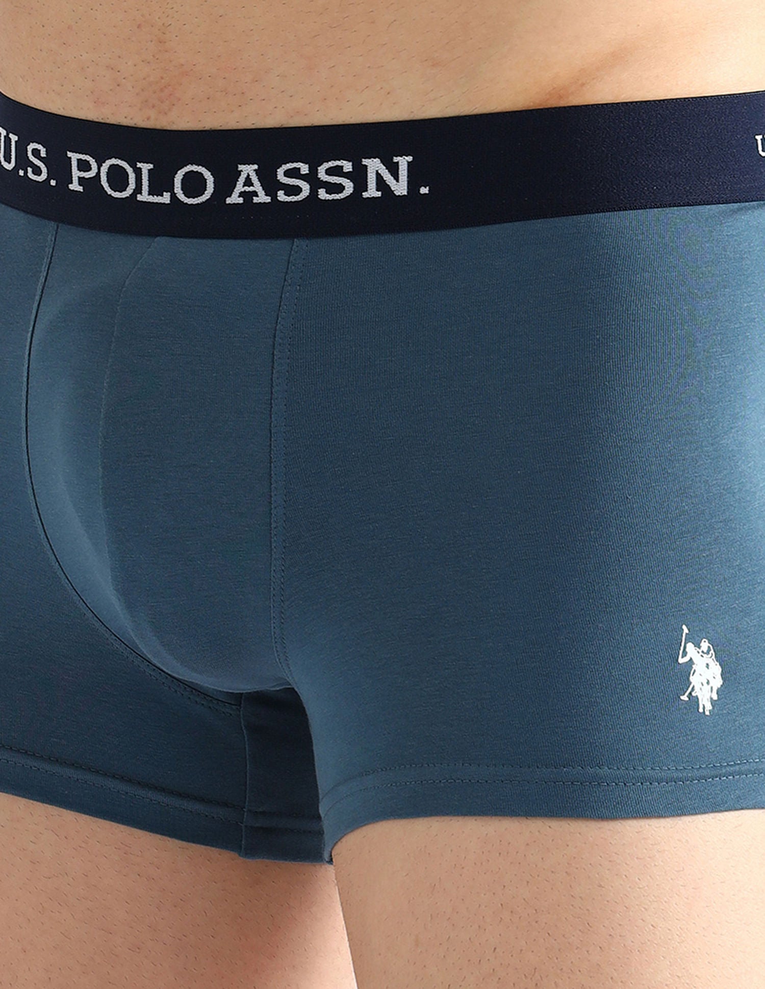 Elasticized Waist Solid OET13 Trunks - Pack Of 3 Navy, Grey and Purple - U.S. POLO ASSN. | Large