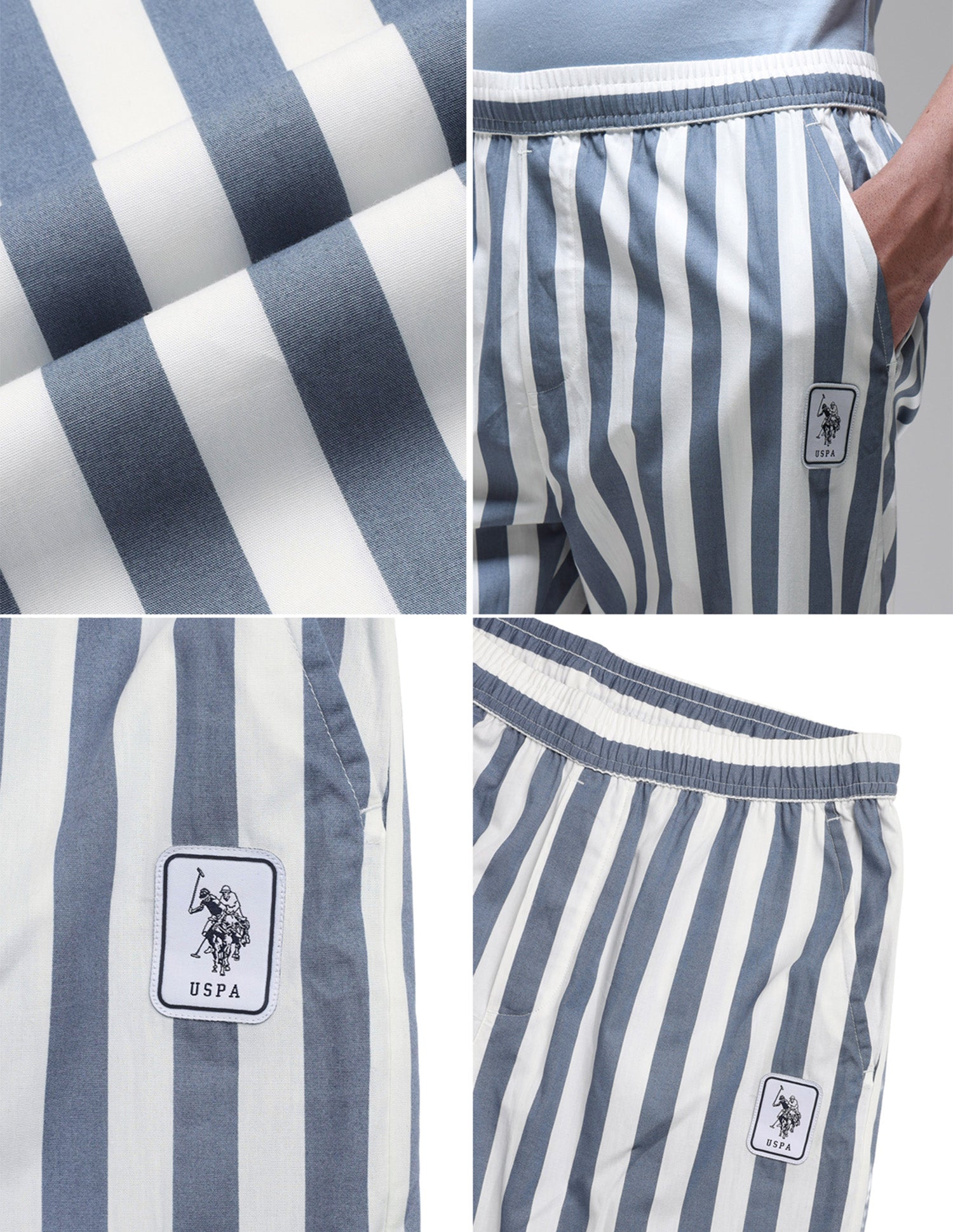 Vertical Striped Mid Rise OELP1 Lounge Pants Flint Stone - U.S. Polo Assn. India | Large