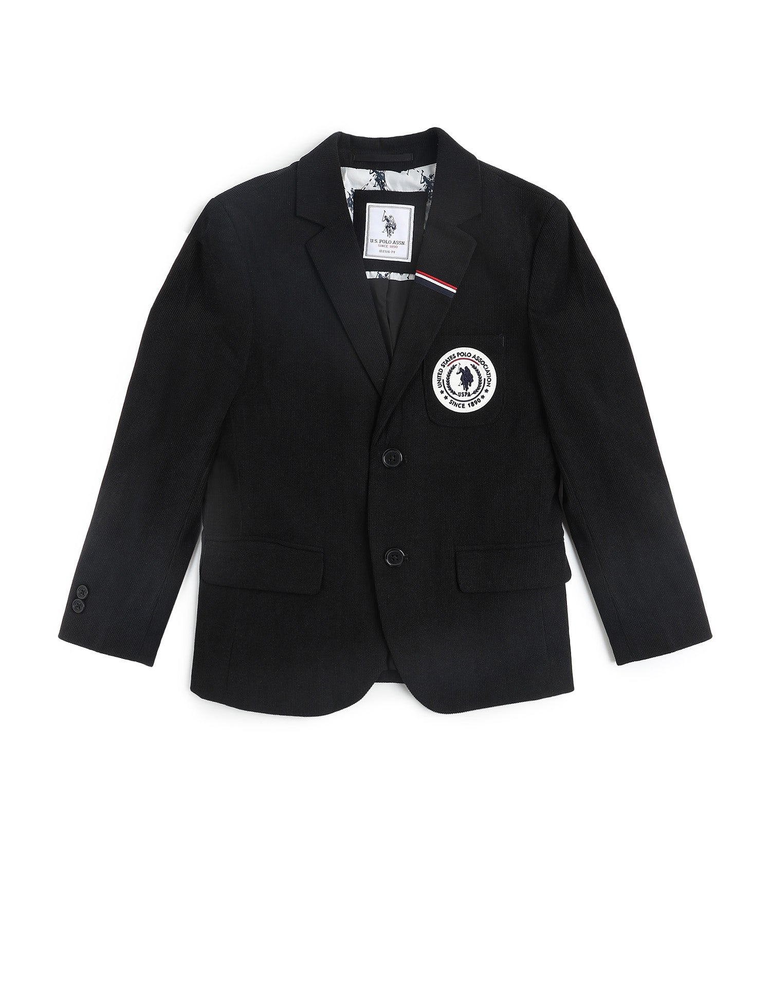 Boys Solid Regular Fit Blazer Black - U.S. POLO ASSN. | Large