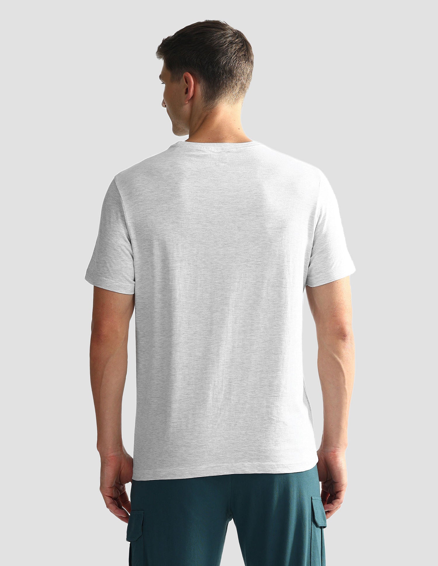 Brand Print Cotton OEE02 Lounge T-Shirt - Pack Of 2 Pastle Pink and Grey Mel - U.S. POLO ASSN. | Large