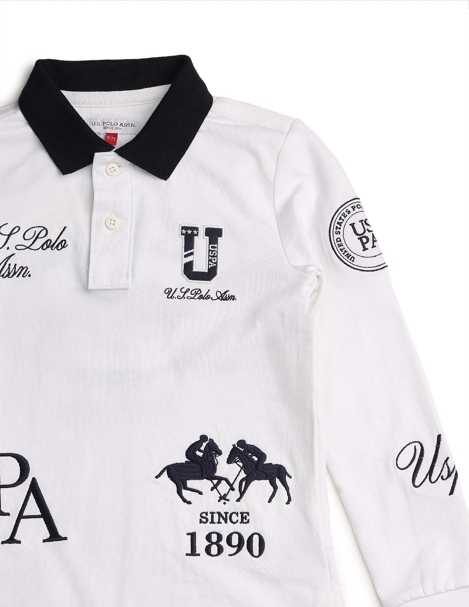 Boys Graphic Brand Embroidered Regular Fit Polo Shirt White - U.S. POLO ASSN. | Large