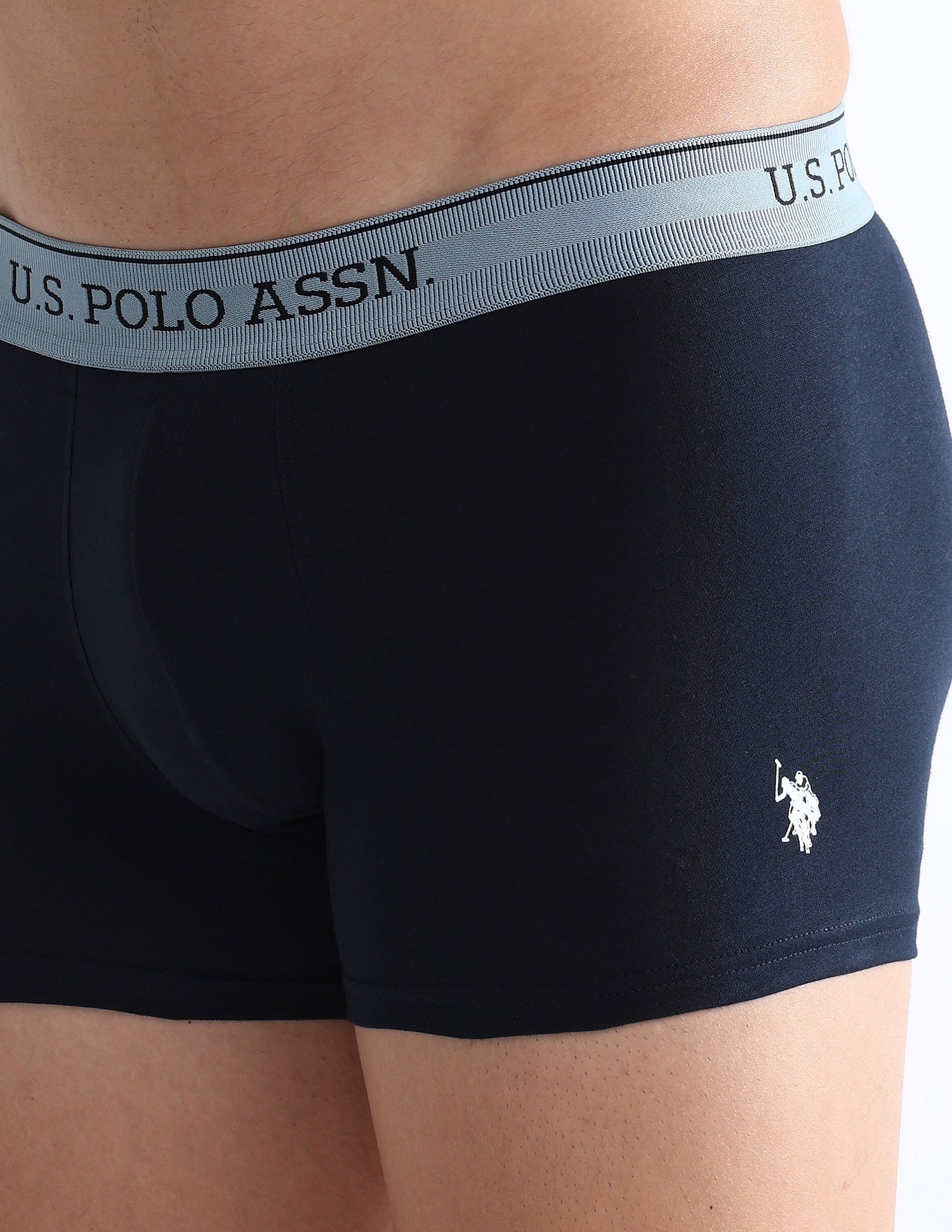 Mid Rise Solid OET15 Trunks - Pack Of 3 Navy, Stone Blue and Granite Green - U.S. POLO ASSN. | Large