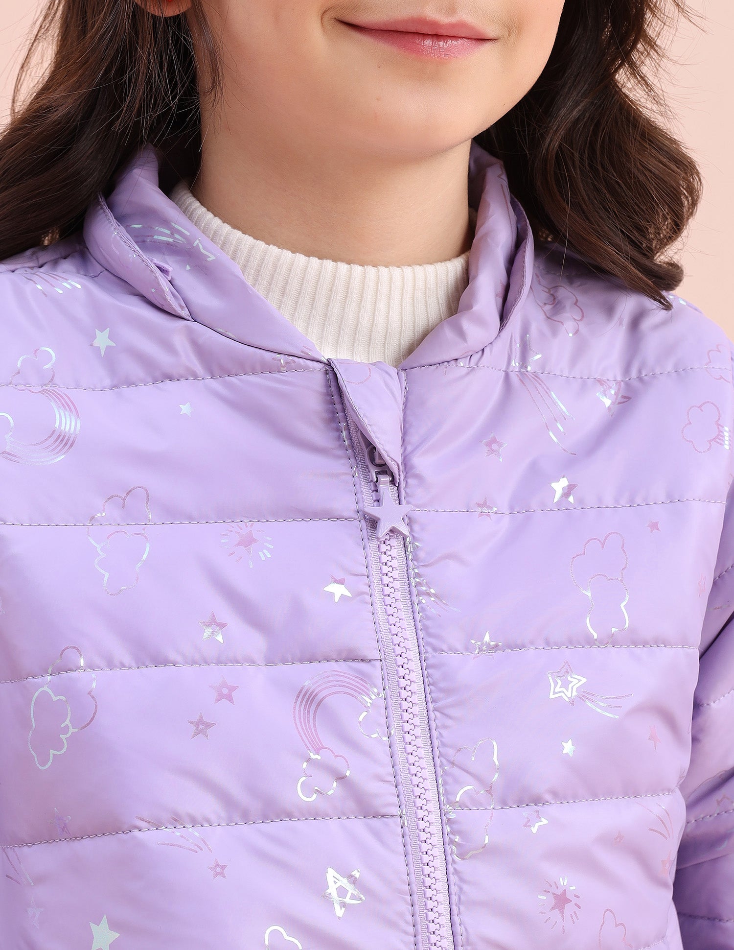 Graphic Printed Puffer Jacket Lilac - U.S. POLO ASSN. | Large
