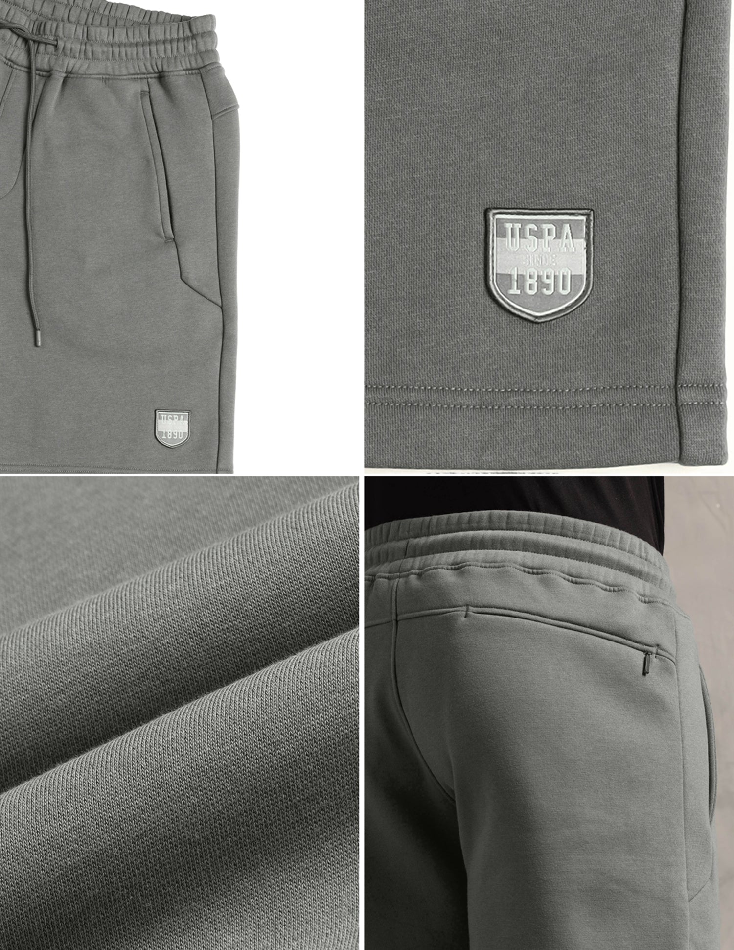 Comfort Fit Cotton Rich OES09-PL Lounge Shorts - Pack Of 1 Grey - U.S. Polo Assn. India | Large