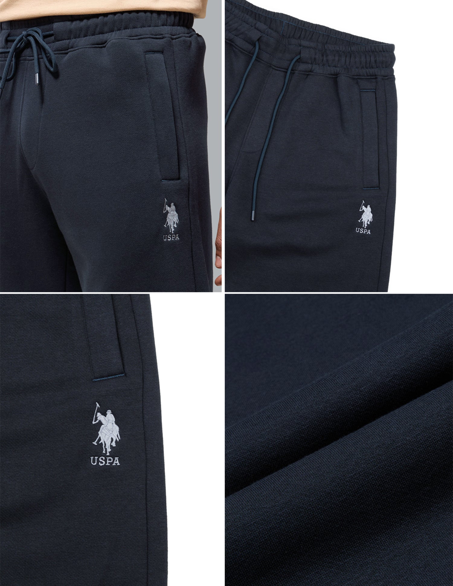 Cotton Fleece Relaxed Fit LR007 Track Pants Navy - U.S. Polo Assn. India | Large