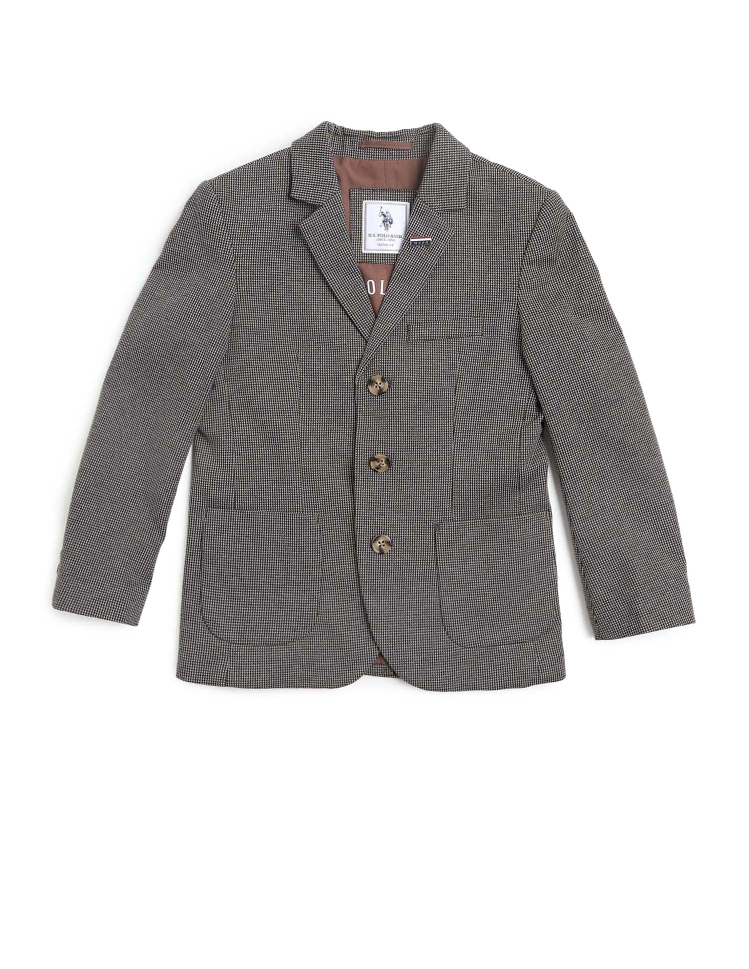 Boys Solid Regular Fit Blazer Brown - U.S. Polo Assn. India | Large