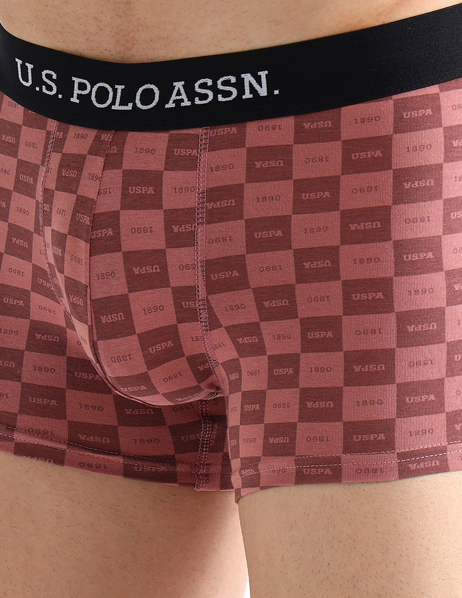 Elasticized Waist Solid OET14 Trunks - Pack Of 3 Old Rose, Iced Coffee and White - U.S. POLO ASSN. | Large