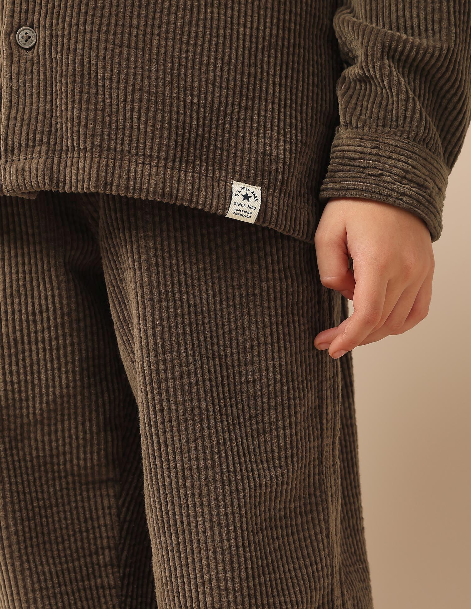 Boys Corduroy Regular Fit Shacket Brown - U.S. POLO ASSN. | Large