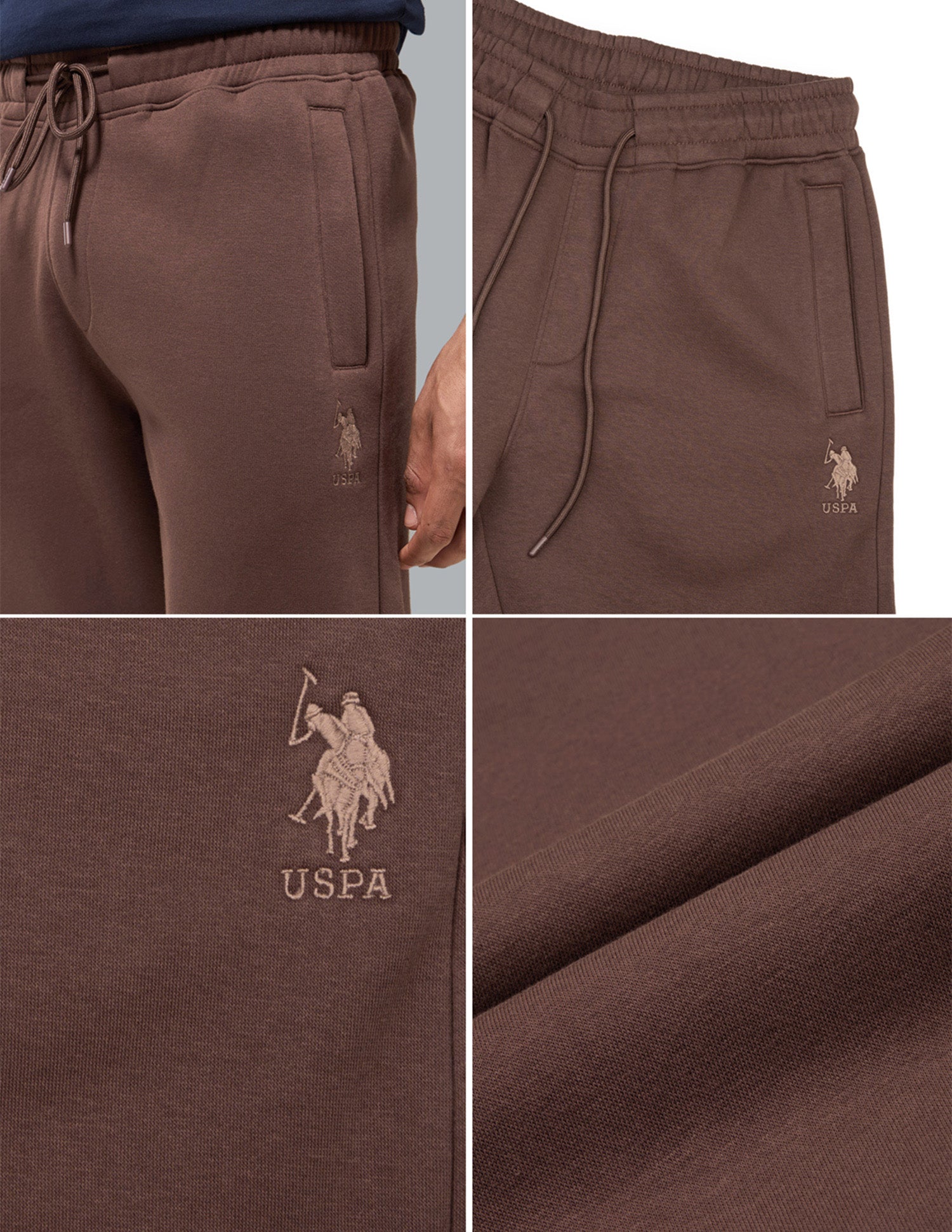 Cotton Fleece Relaxed Fit LR007 Track Pants Dark Brown - U.S. Polo Assn. India | Large