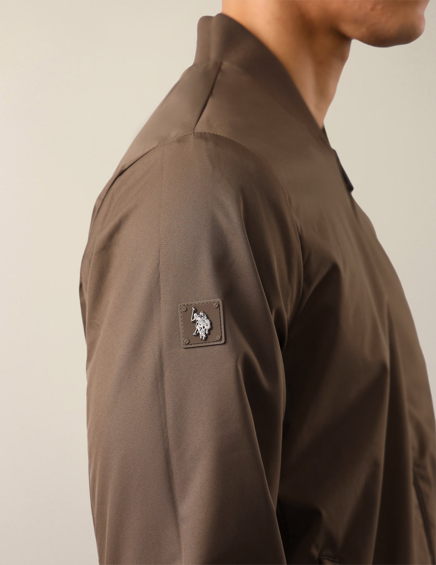 Vertical Striped Regular Fit Bomber Jacket Brown - U.S. Polo Assn. India | Large