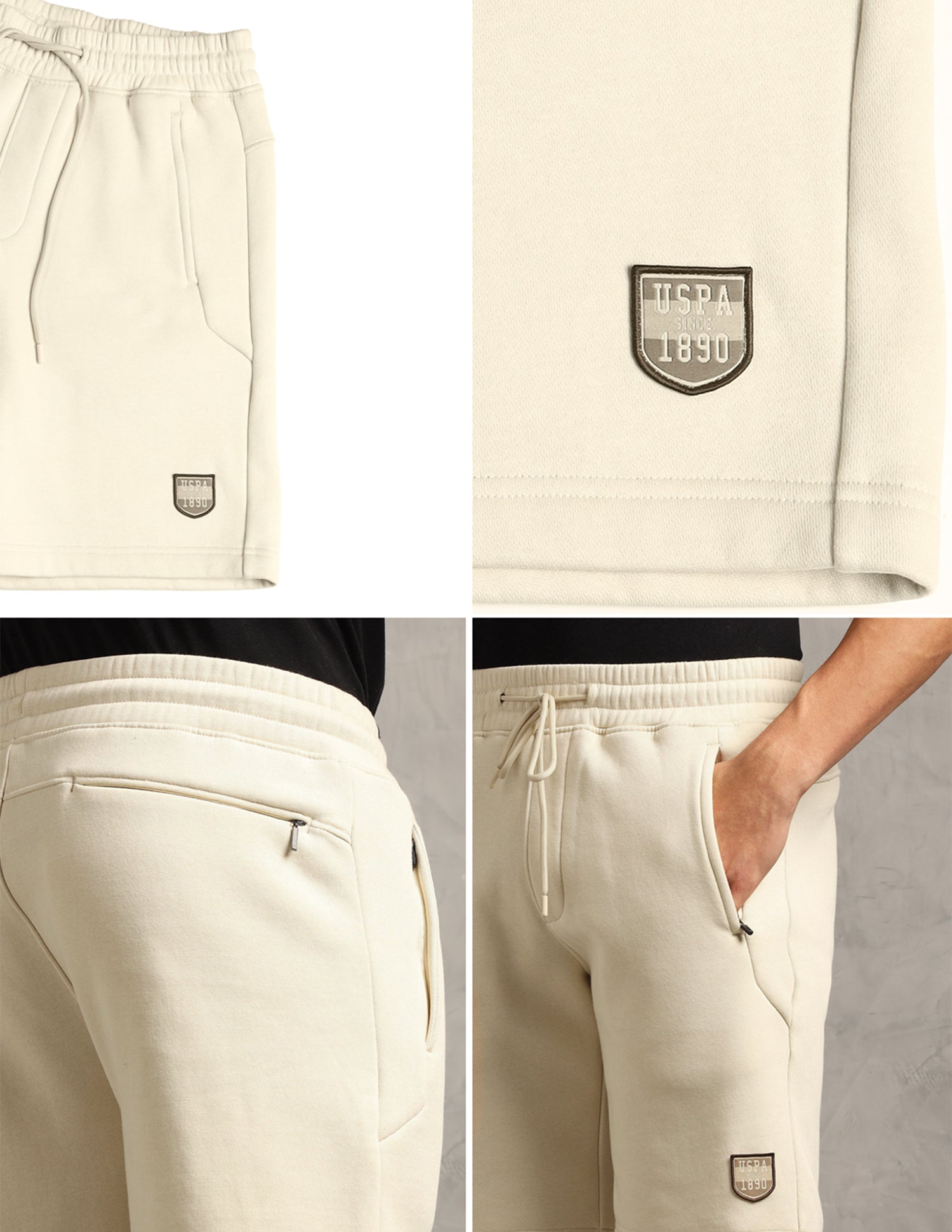 Cotton Fleece OES09 Lounge Shorts - Pack Of 1 Light Grey - U.S. Polo Assn. India | Large