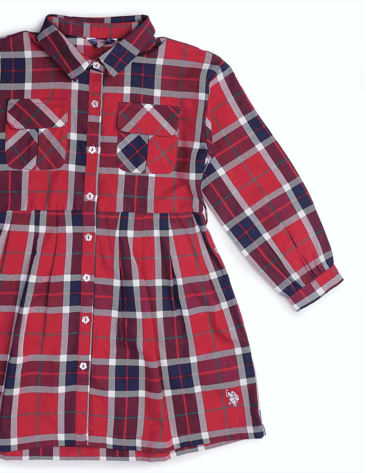Girls Checked Shirt Dress Multicolour - U.S. POLO ASSN. | Large