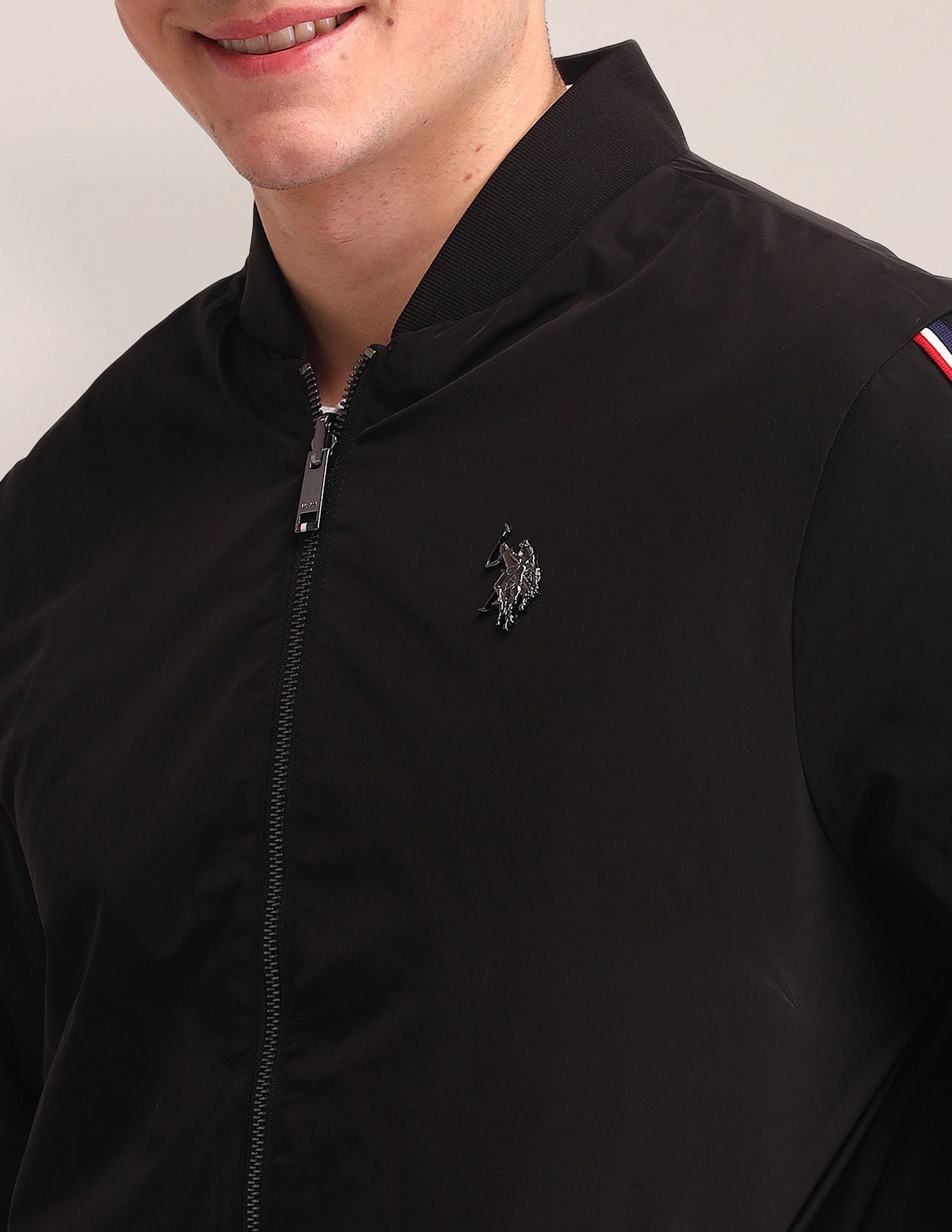 Regular Fit Striped Bomber Jacket Grey - U.S. Polo Assn. India | Large