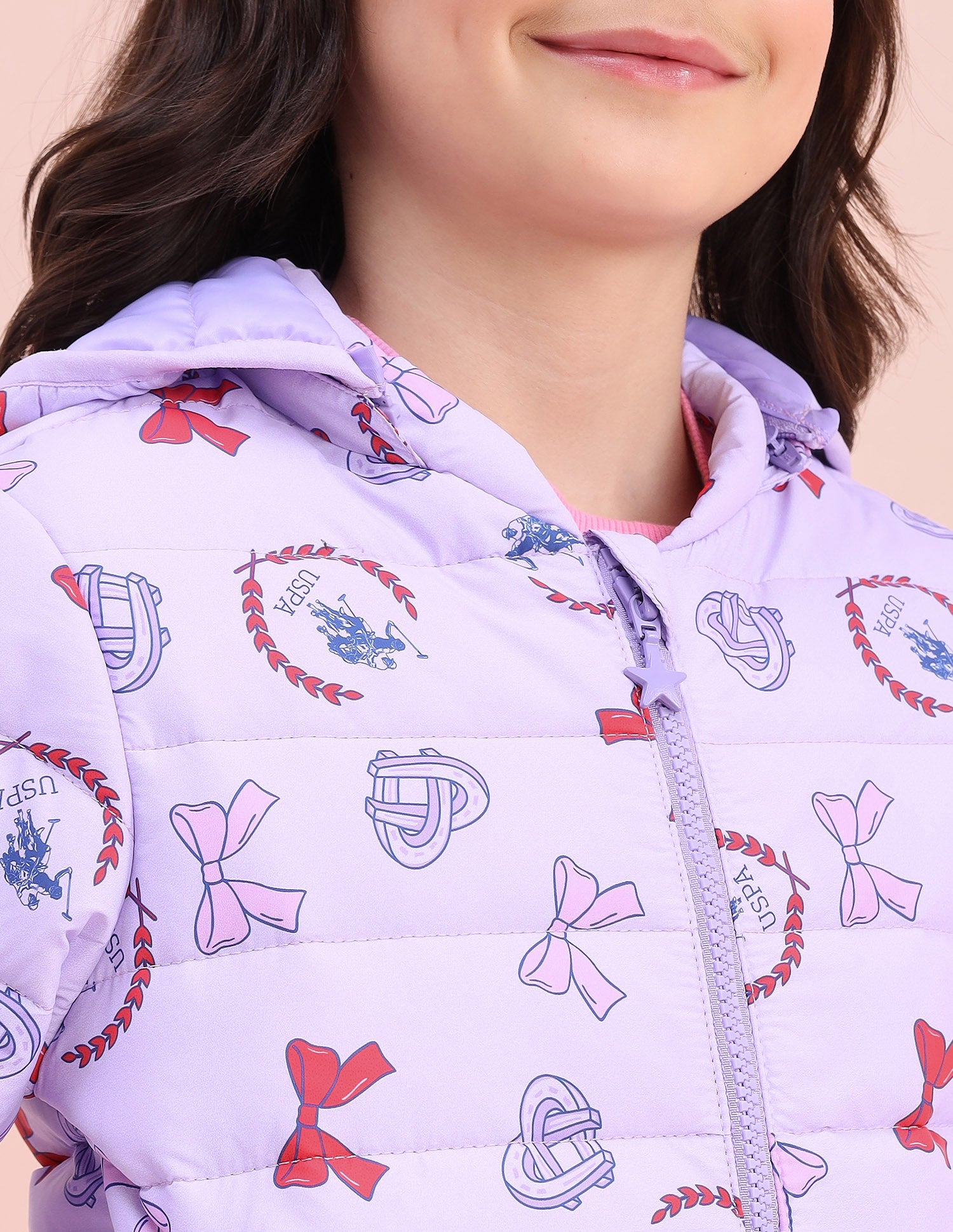 Graphic Printed Puffer Jacket Lilac - U.S. POLO ASSN. | Large