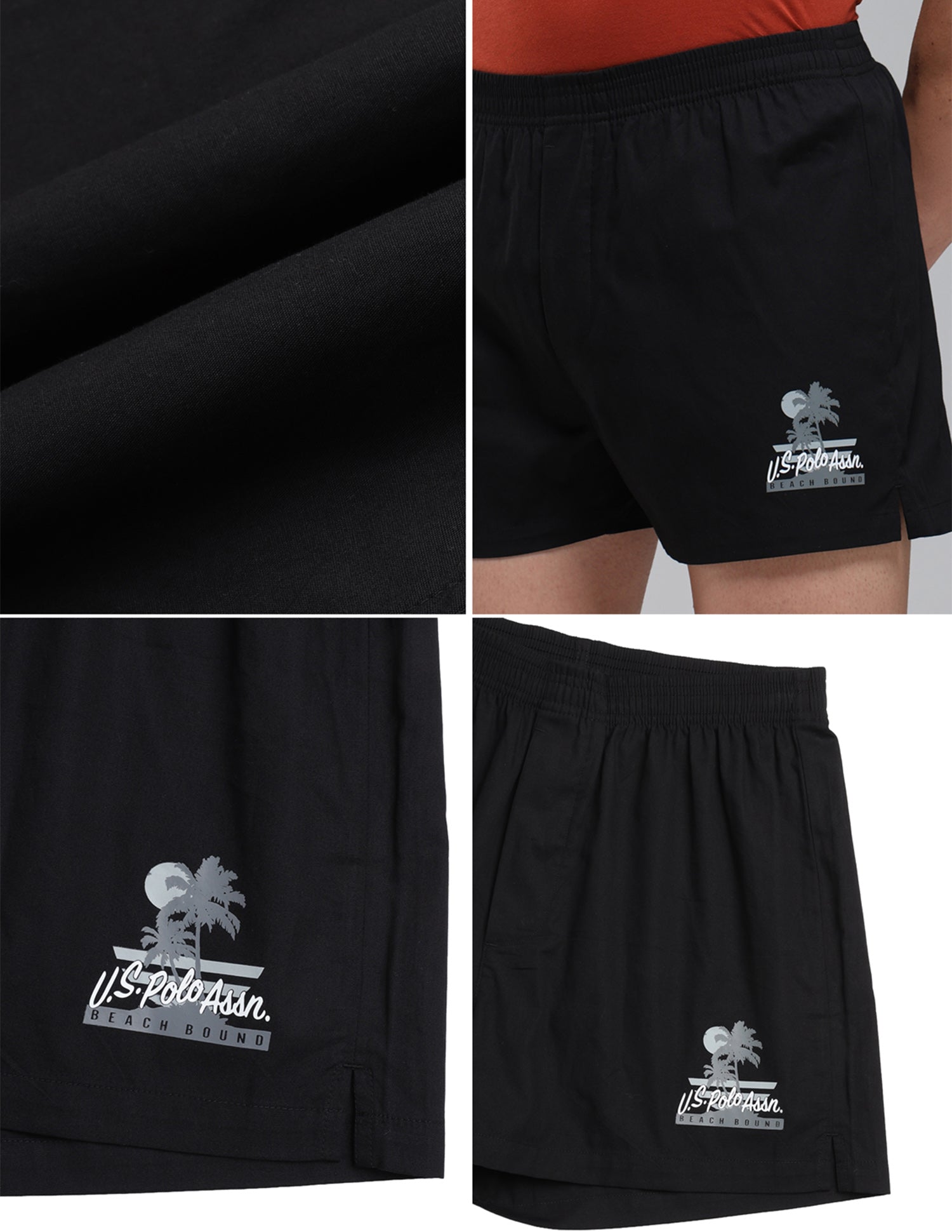 Pure Cotton Mid Rise OEX14 Boxers - Pack Of 1 Uspa Black - U.S. Polo Assn. India | Large