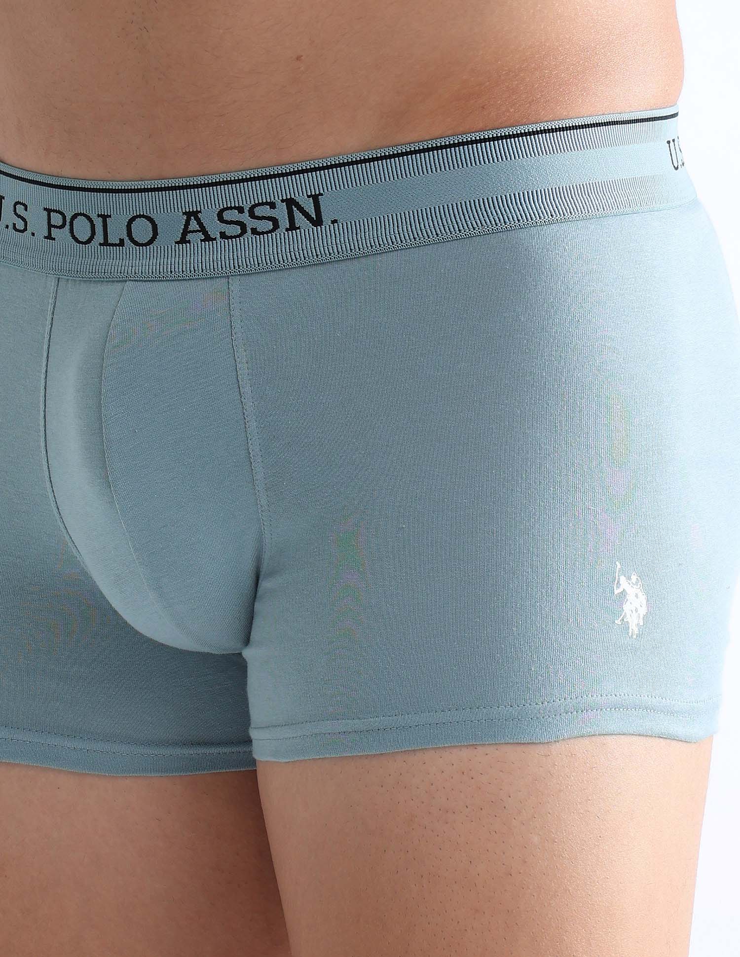 Mid Rise Solid OET15 Trunks - Pack Of 3 Stone Blue, Granite Green and Antler - U.S. POLO ASSN. | Large