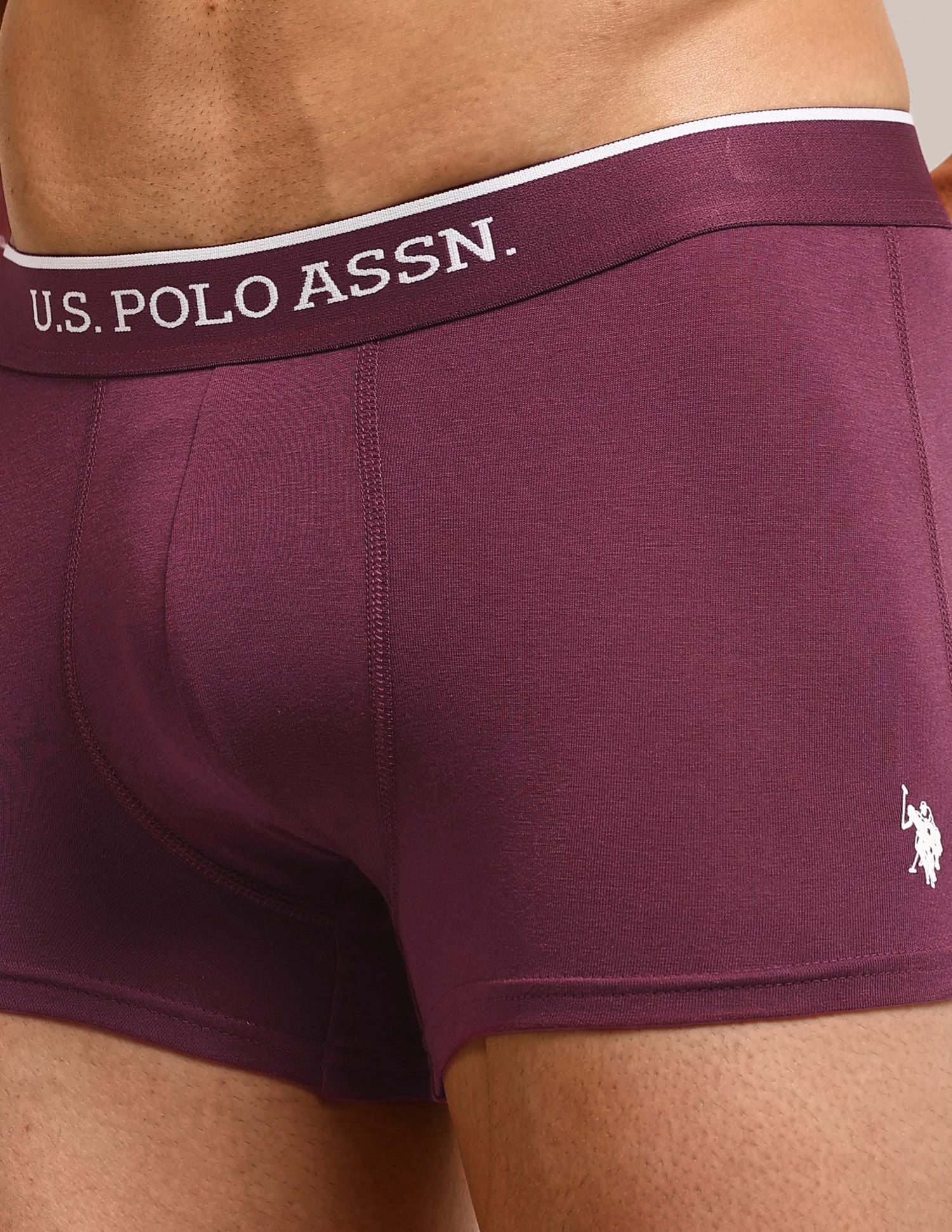 Solid Elastic Waistband ET004-P5 Trunks - Pack Of 5 Multi-colour - U.S. Polo Assn. India | Large
