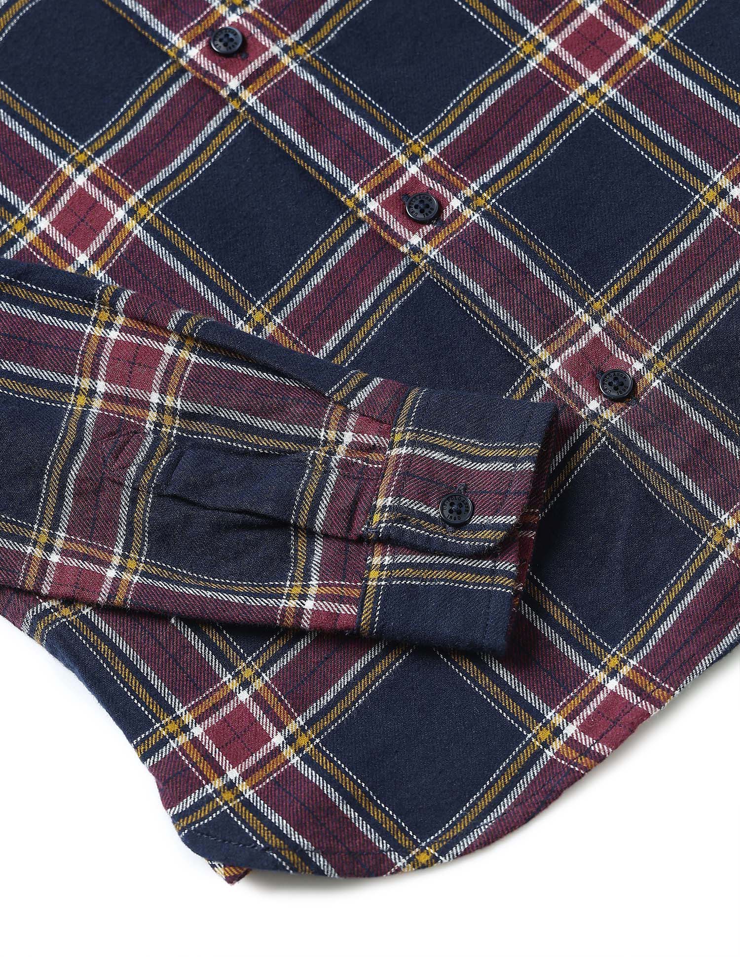 Twill Plaid Checked Hooded Shirt Navy - U.S. Polo Assn. India | Large